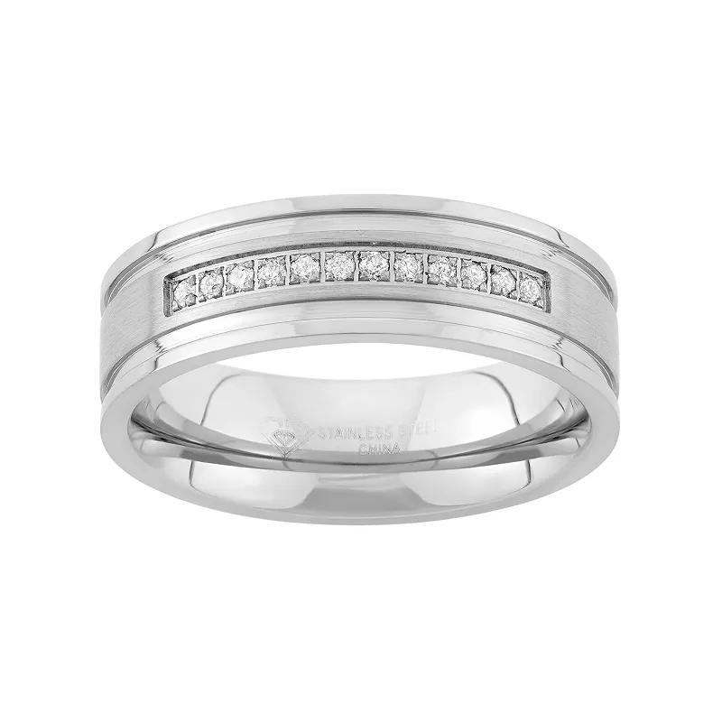 1/6 Carat T.W. Stainless Steel Wedding Band - Men, Men's, Size: 12.50, Grey Product Image