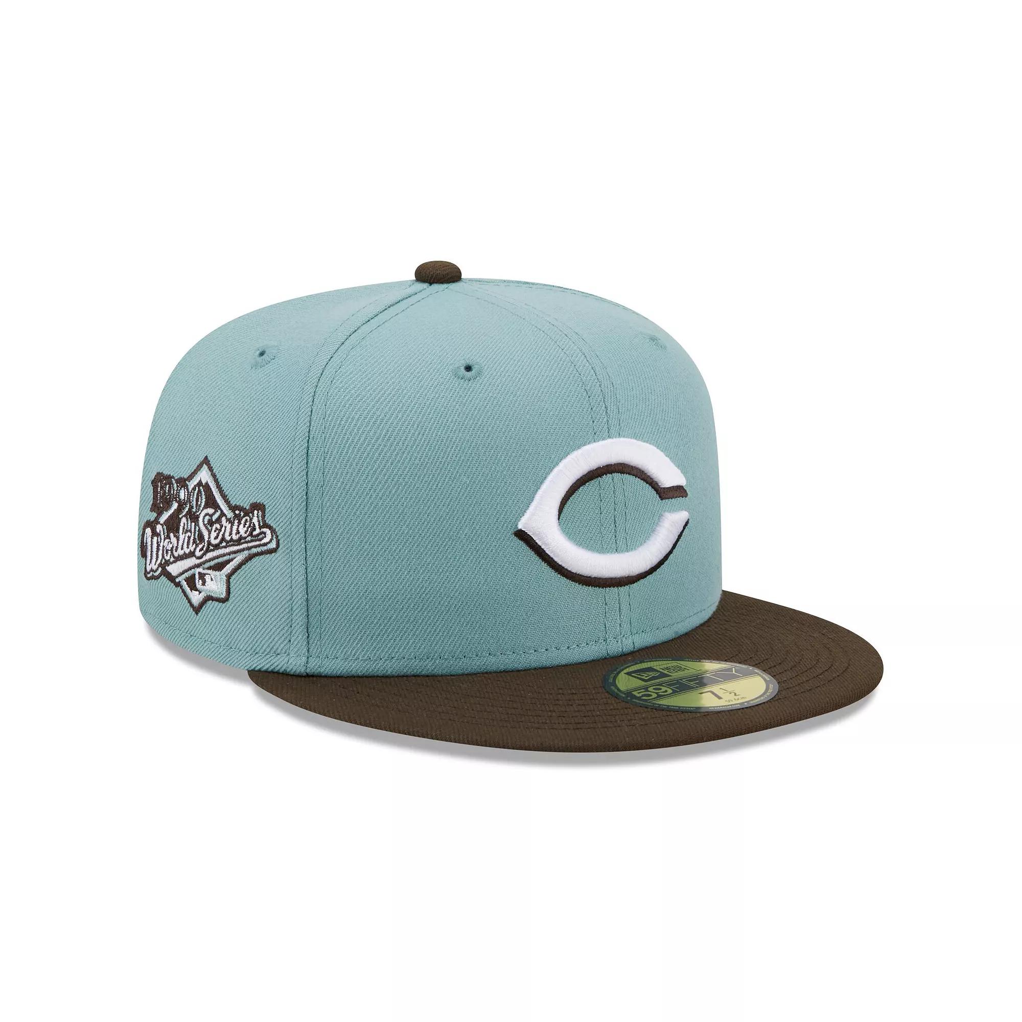 Men's New Era Light Blue/Brown Cincinnati Reds  1990 World Series Beach Kiss 59FIFTY Fitted Hat, Size: 7 3/4, Red Light Product Image