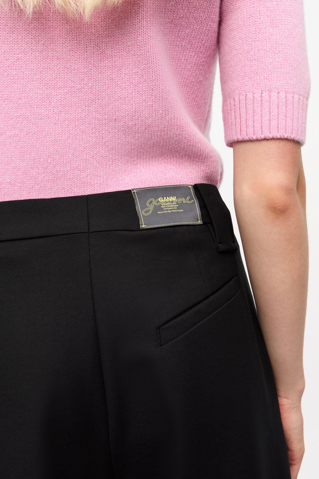 Black Heavy Cotton Tailoring Mid Waist Pants Product Image