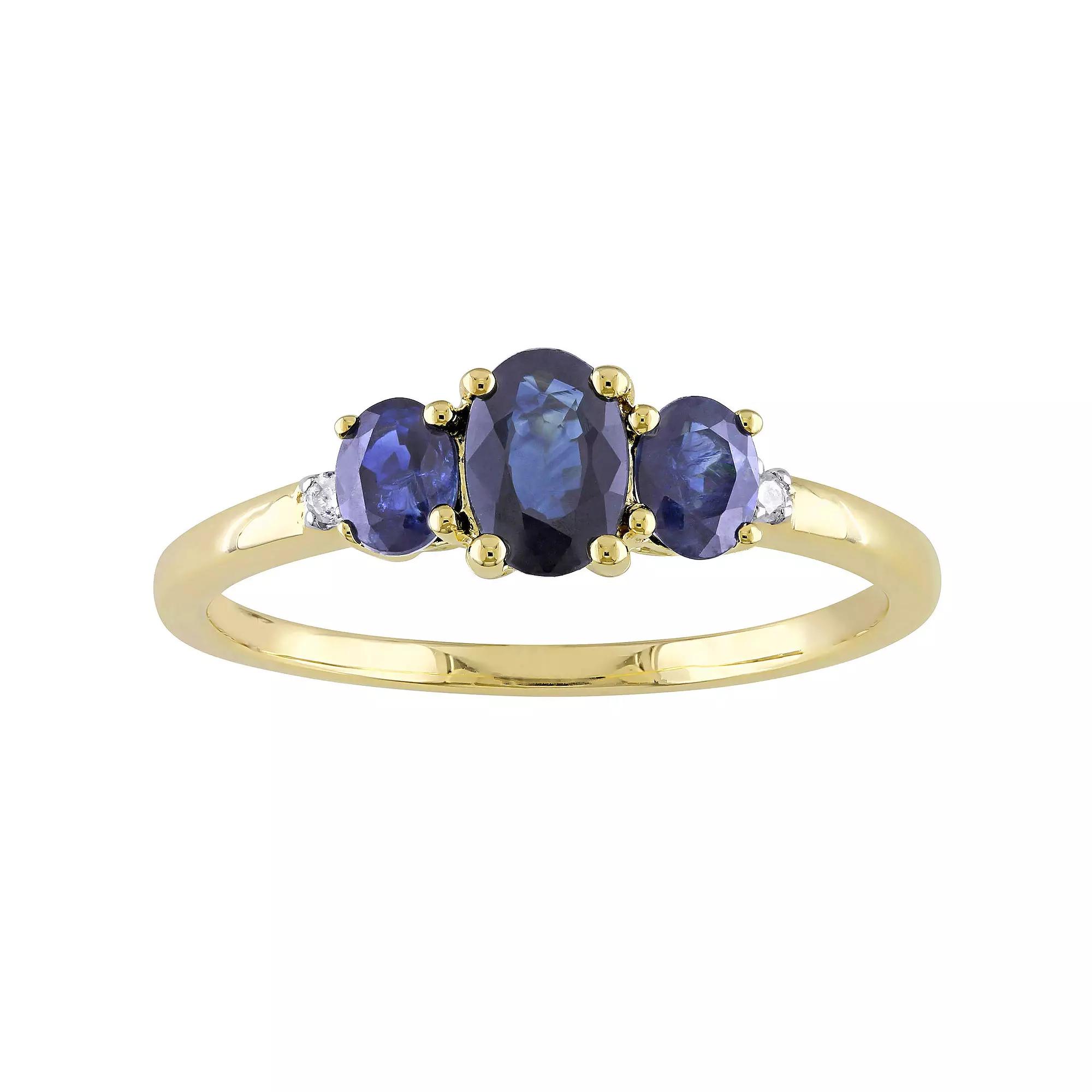 Stella Grace 10k Gold Sapphire & Diamond Accent 3-Stone Ring, Women's, Size: 11 Product Image