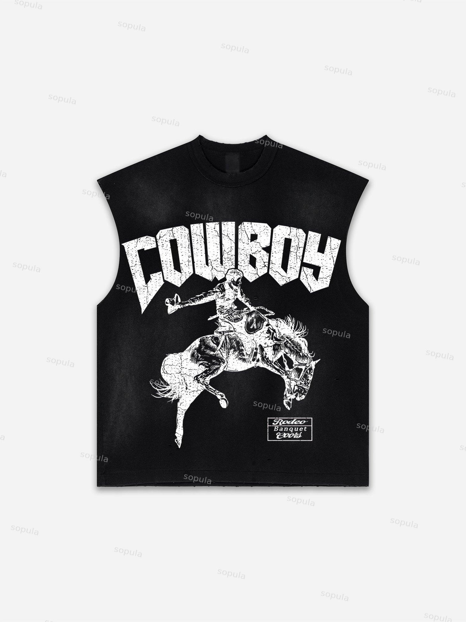 Street Abstract Portrait Print Distressed Tank Top Product Image