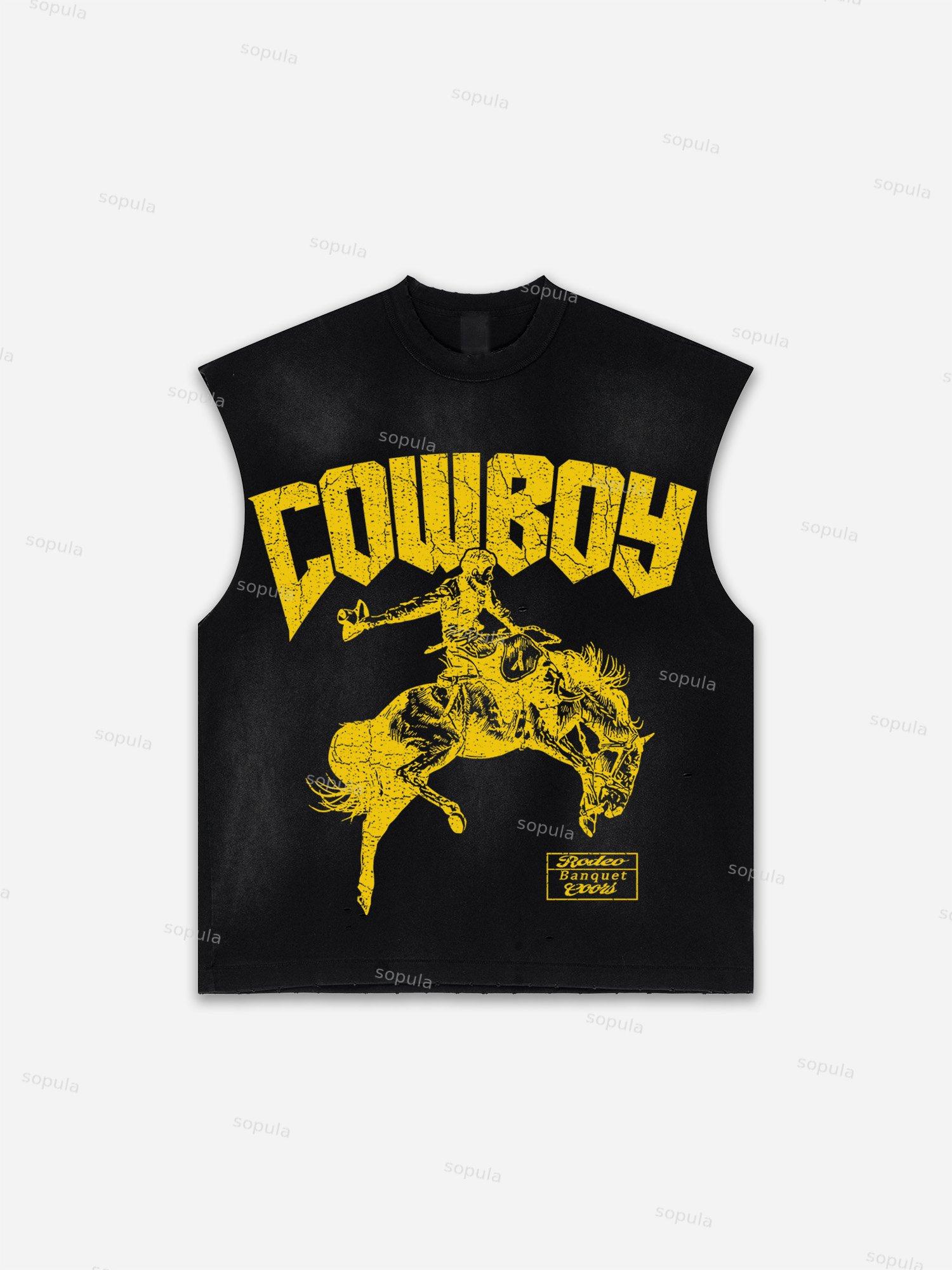 Street Abstract Portrait Print Distressed Tank Top Product Image