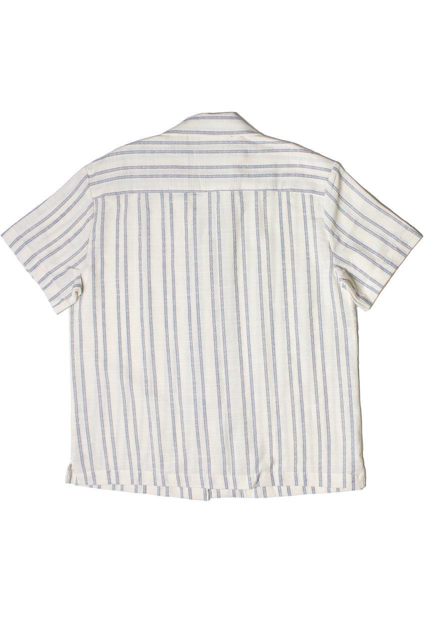 Navy Striped Textured Button Up Shirt Product Image