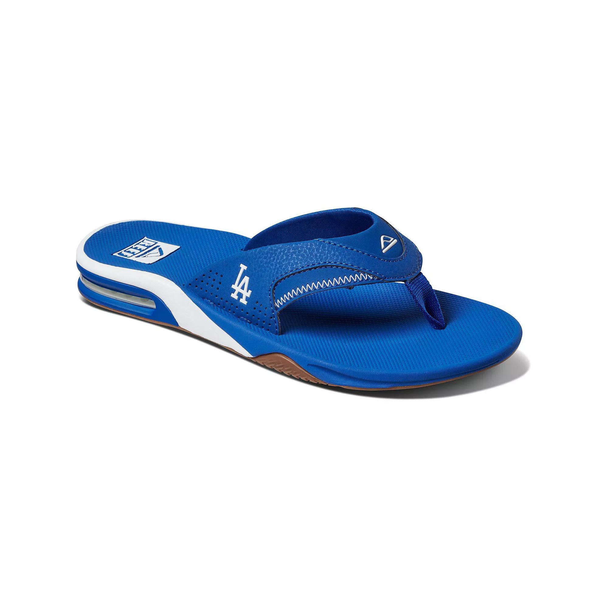 Men's REEF Los Angeles Dodgers Fanning Bottle Opener Sandals,  Product Image