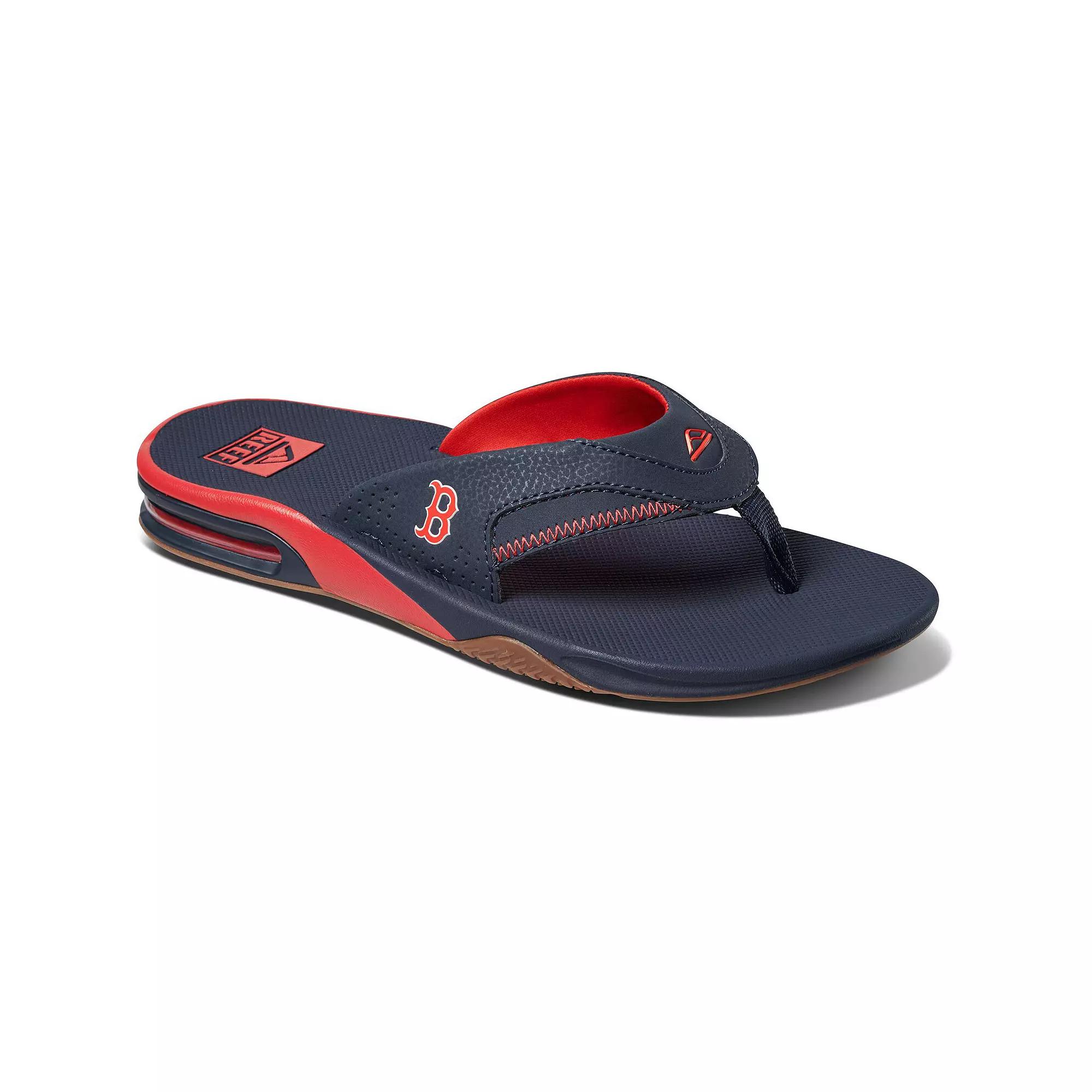 Men's REEF Boston Red Sox Fanning Bottle Opener Sandals,  Product Image