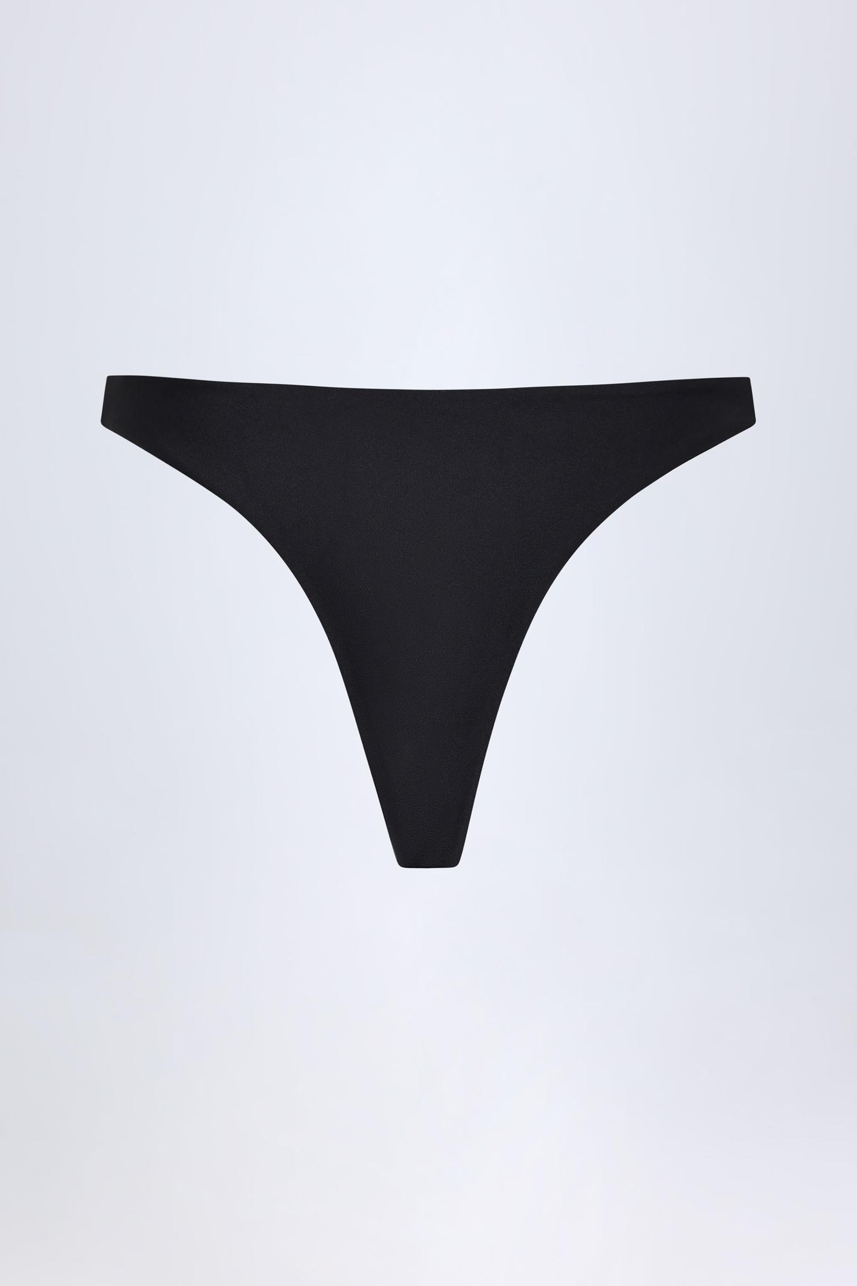 Hardware-Detail Cheeky Bikini Bottoms in Black Product Image