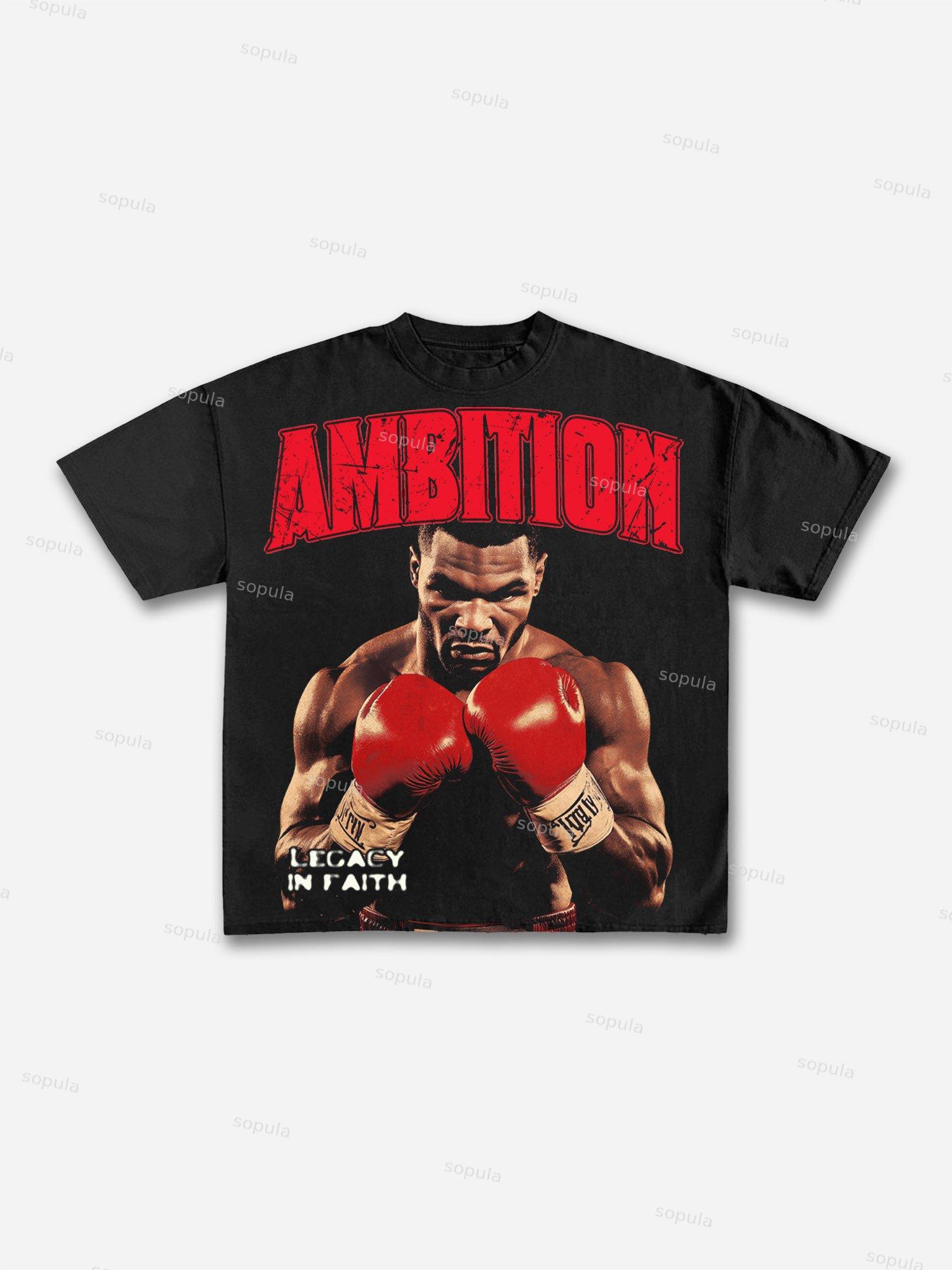 Ambition Legendary Boxer Portrait Dot Graphic Cotton T-shirt Product Image