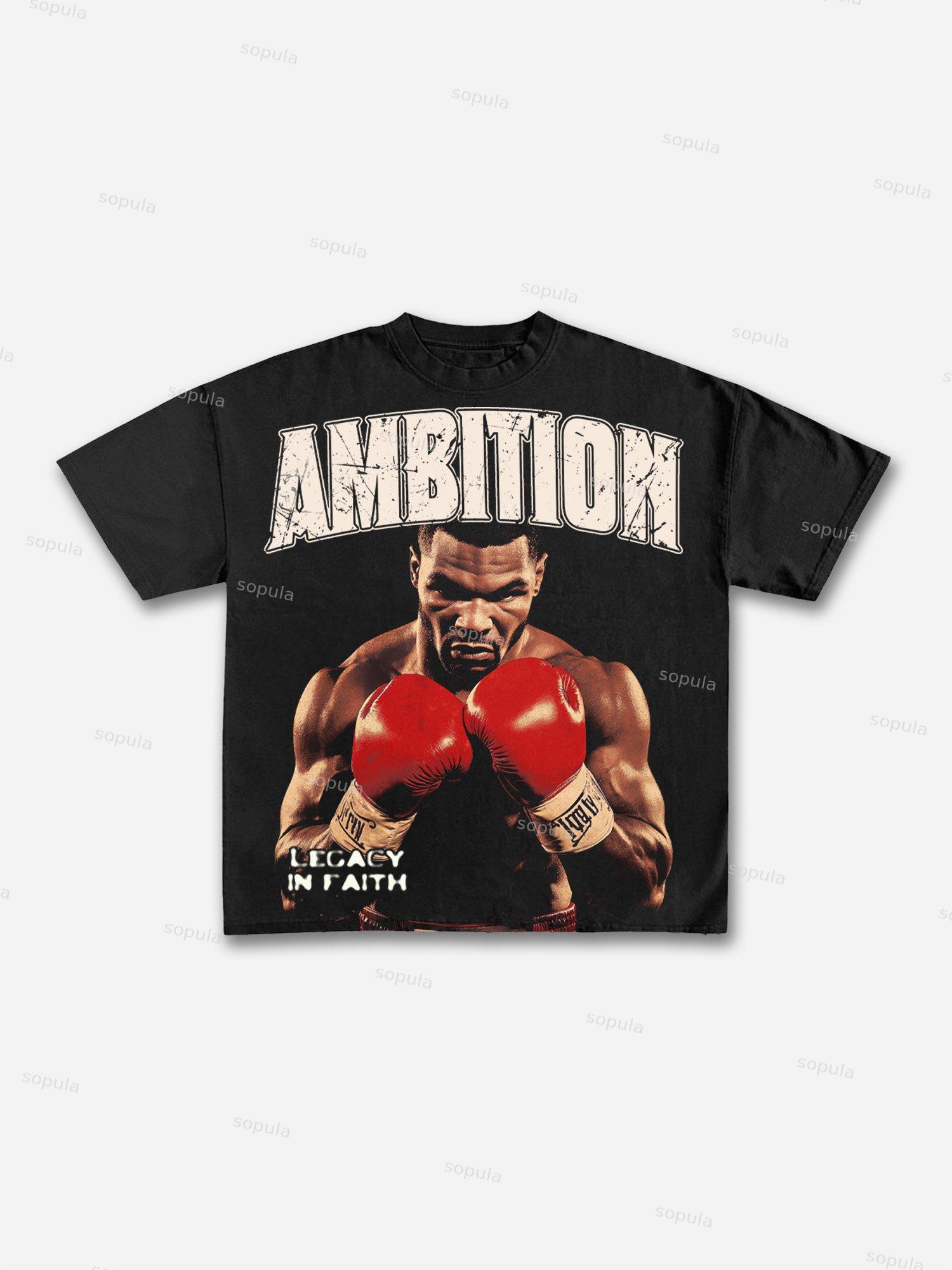 Ambition Legendary Boxer Portrait Dot Graphic Cotton T-shirt Product Image