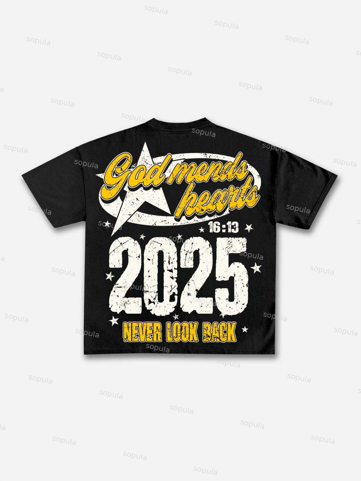 2025 God Mends Hearts Vintage Graphic Cotton T-shirt Product Image