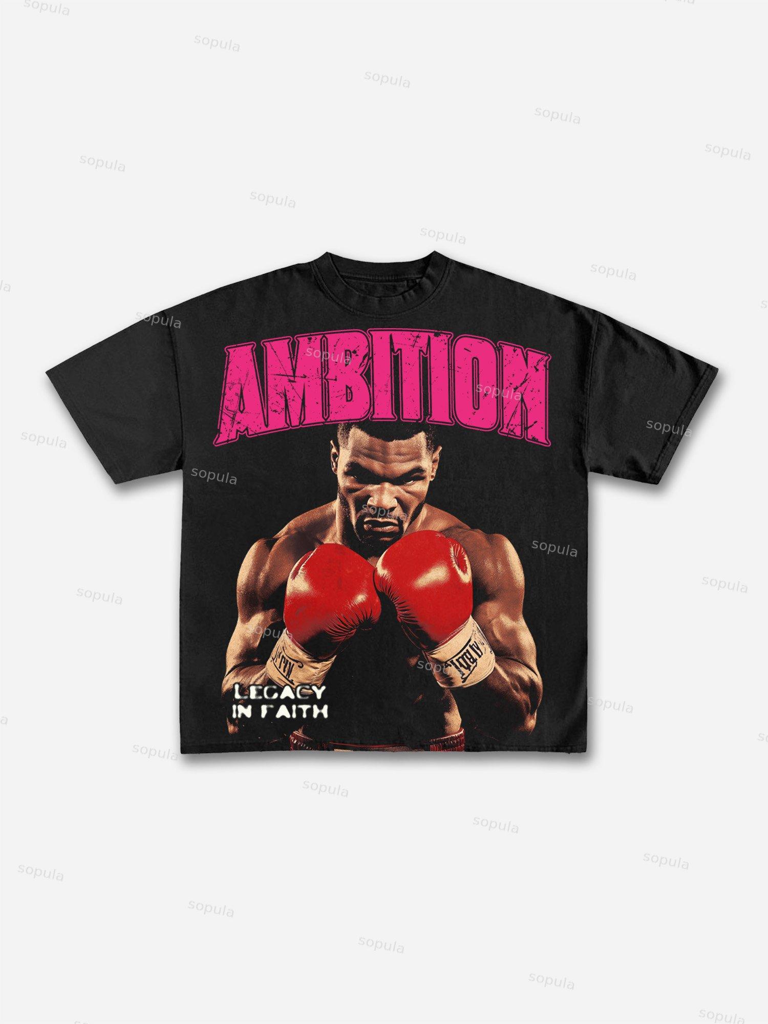 Ambition Legendary Boxer Portrait Dot Graphic Cotton T-shirt Product Image
