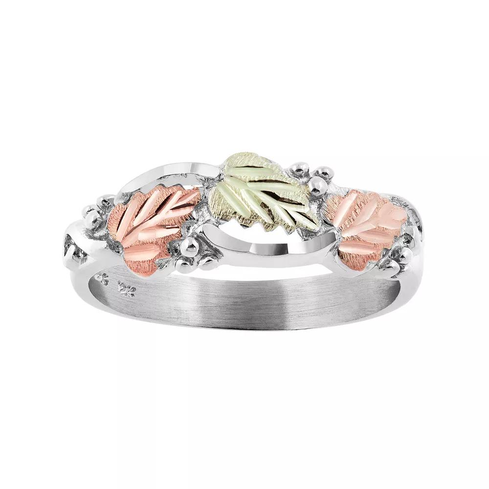 Black Hills Gold Tri Tone Leaf Ring in Sterling Silver, Women's, Size: 8 Product Image