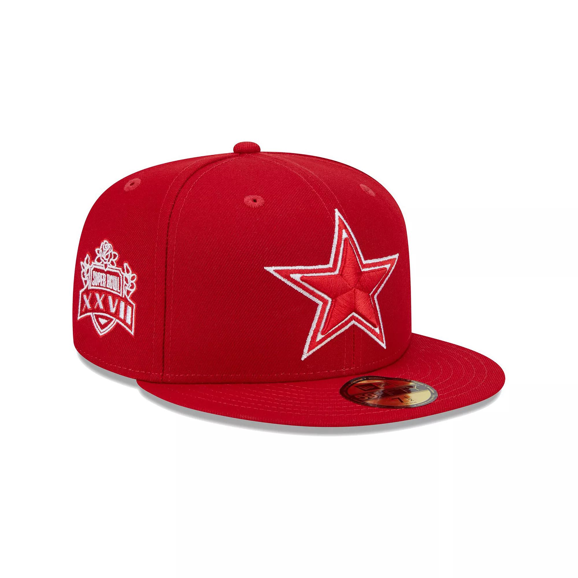 Men's New Era Scarlet Dallas Cowboys Super Bowl XXVII Main Patch 59FIFTY Fitted Hat, Size: 7, Red Product Image