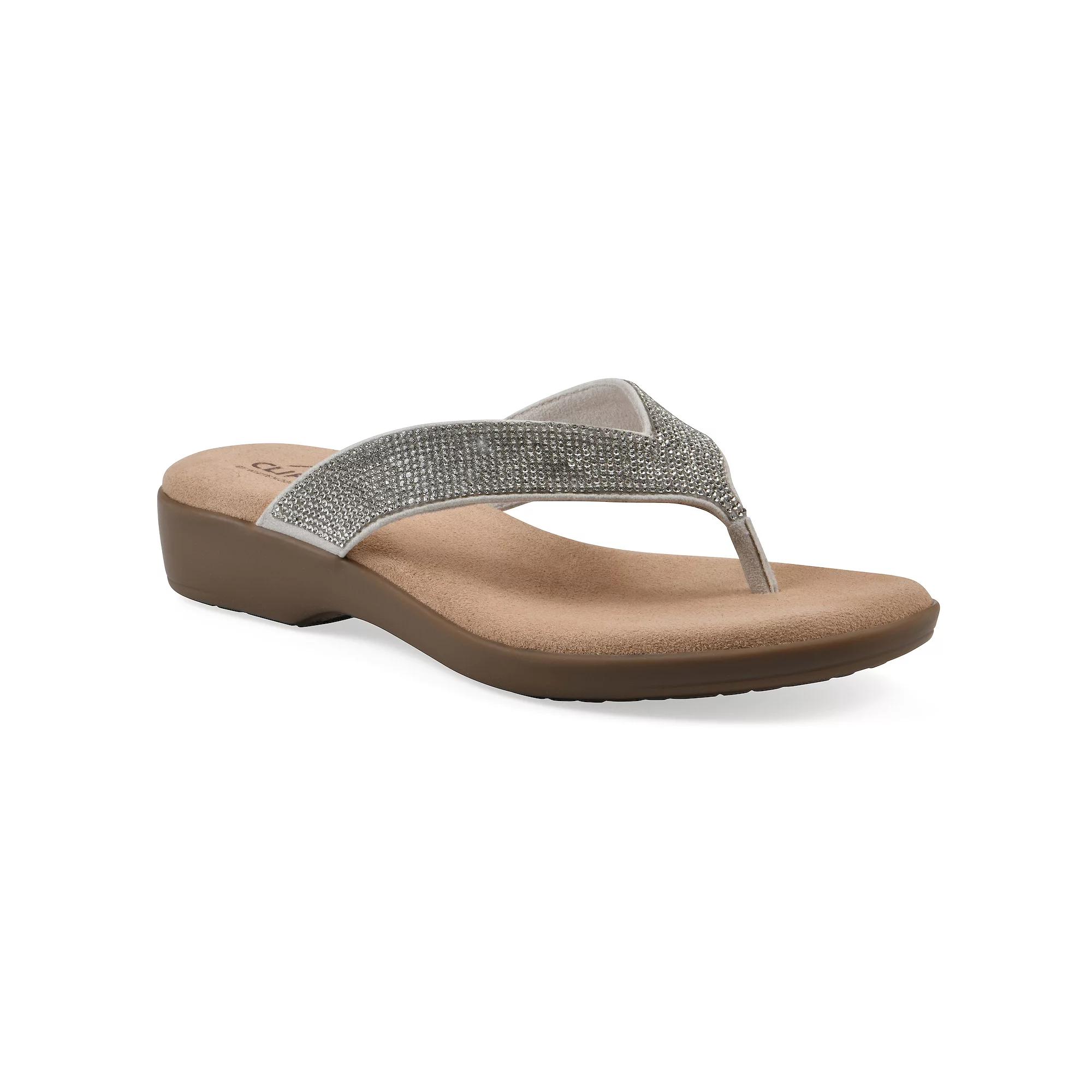 Cliffs by White Mountain Becharm Women's Thong Sandals, Size: 7 Medium, White Fabric Product Image