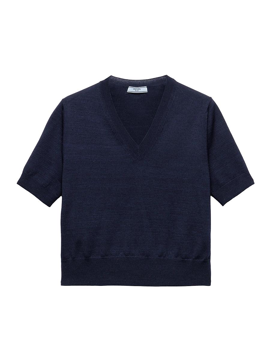 Womens V-Neck Wool Sweater Product Image