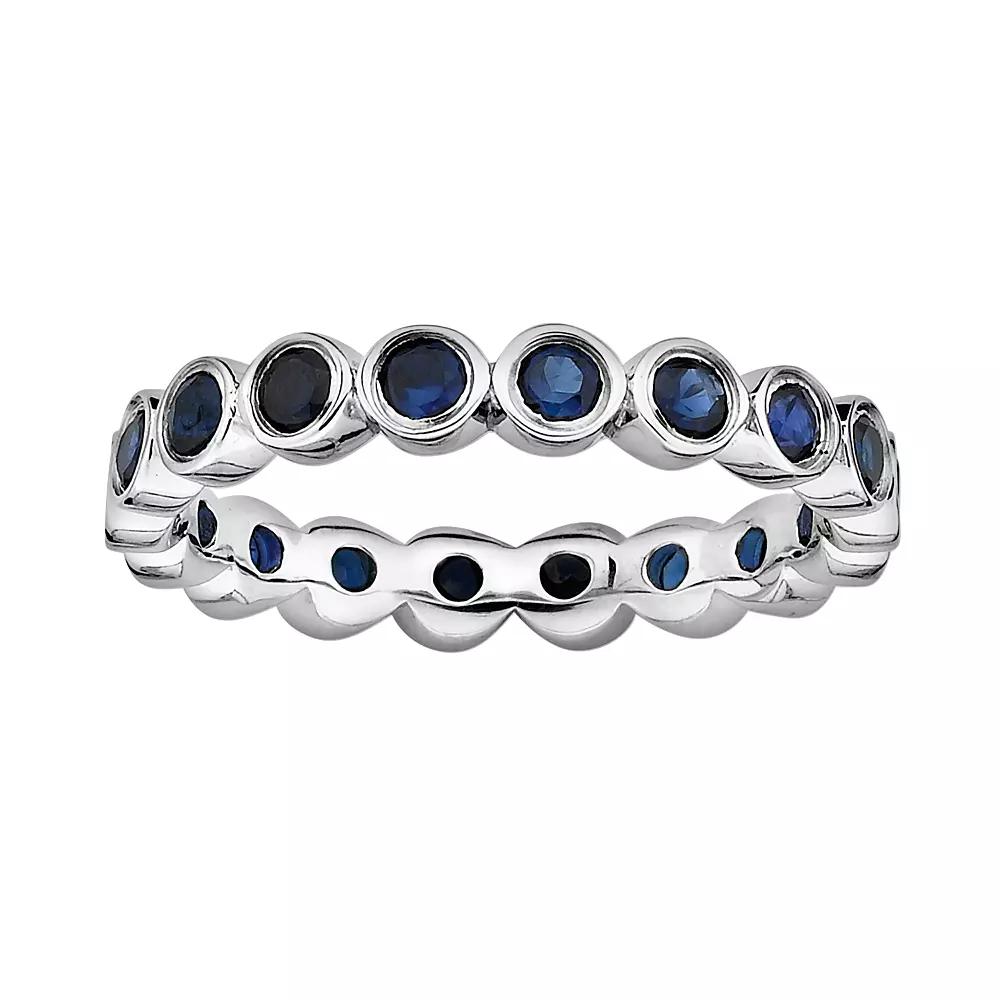 Stacks & Stones Sterling Silver Lab-Created Sapphire Eternity Stack Ring, Women's, Size: 8 Product Image