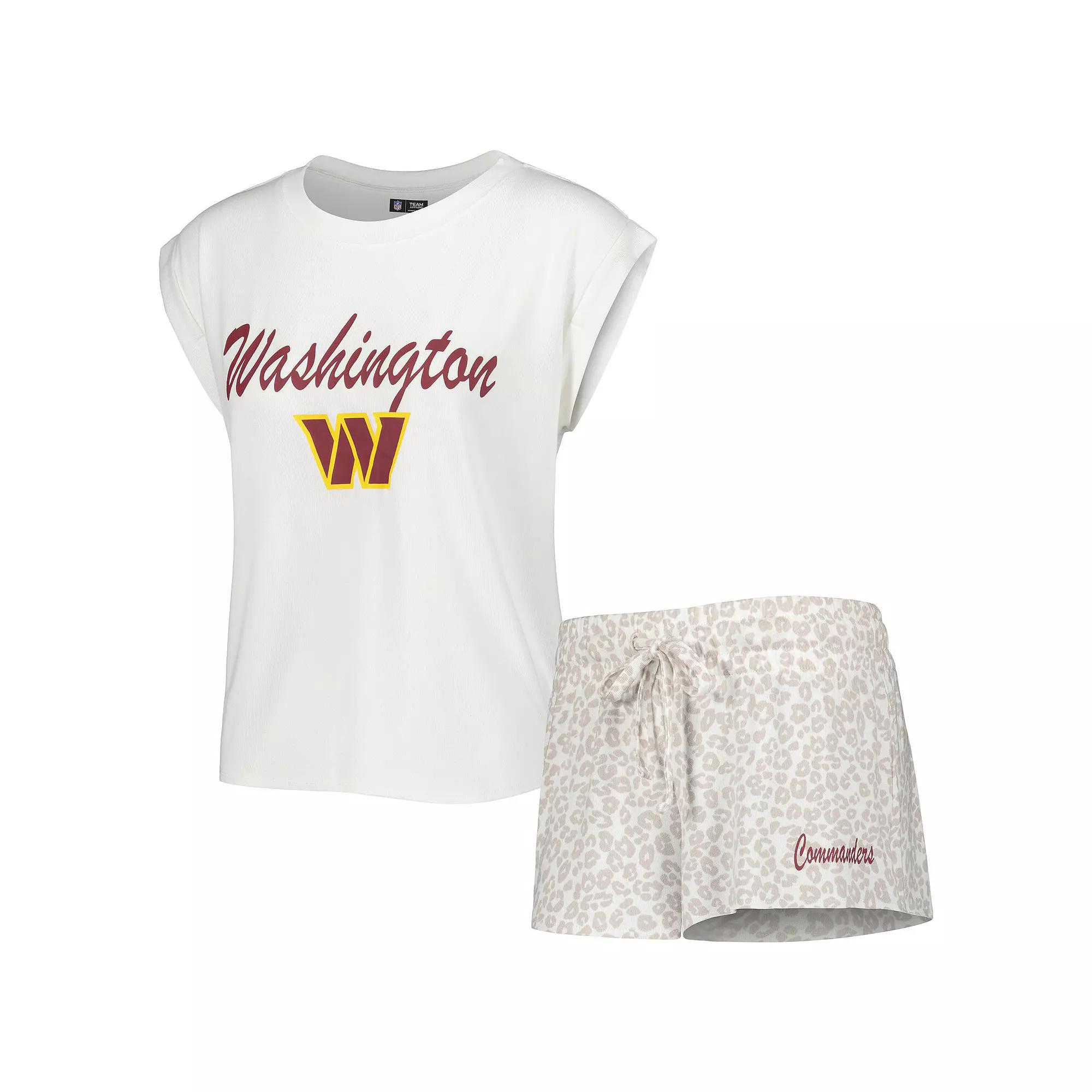 Women's Concepts Sport White/Cream Washington Commanders Montana Knit T-Shirt & Shorts Sleep Set, Size: XL, Wft White Product Image