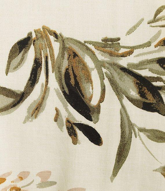 Calvin Klein Short Sleeve Point Collar Tie Waist Floral Pleated Skirt Button Front Midi A-Line Dress Product Image