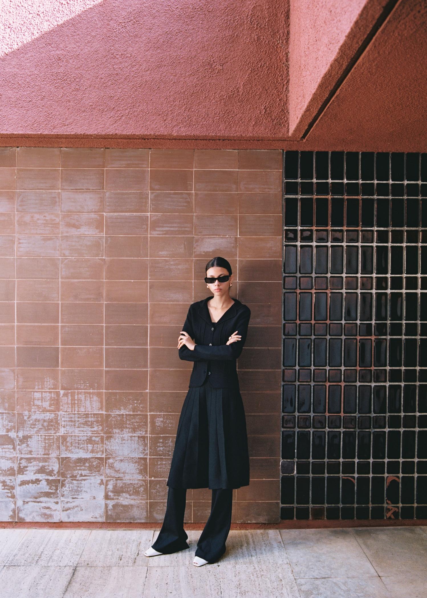 Knitted jacket with lapel collar - Women | MANGO USA Product Image