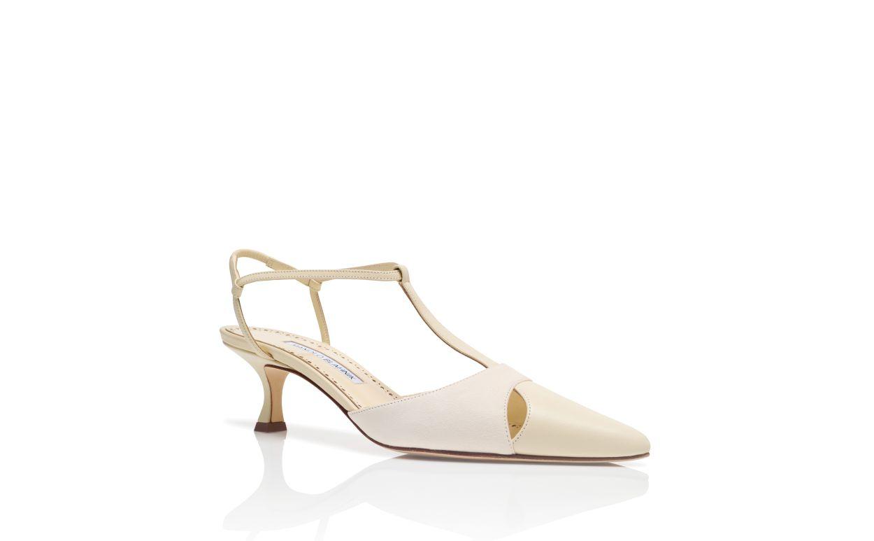 TURGIMOD Light Cream Nappa Leather T-Bar Pumps Product Image