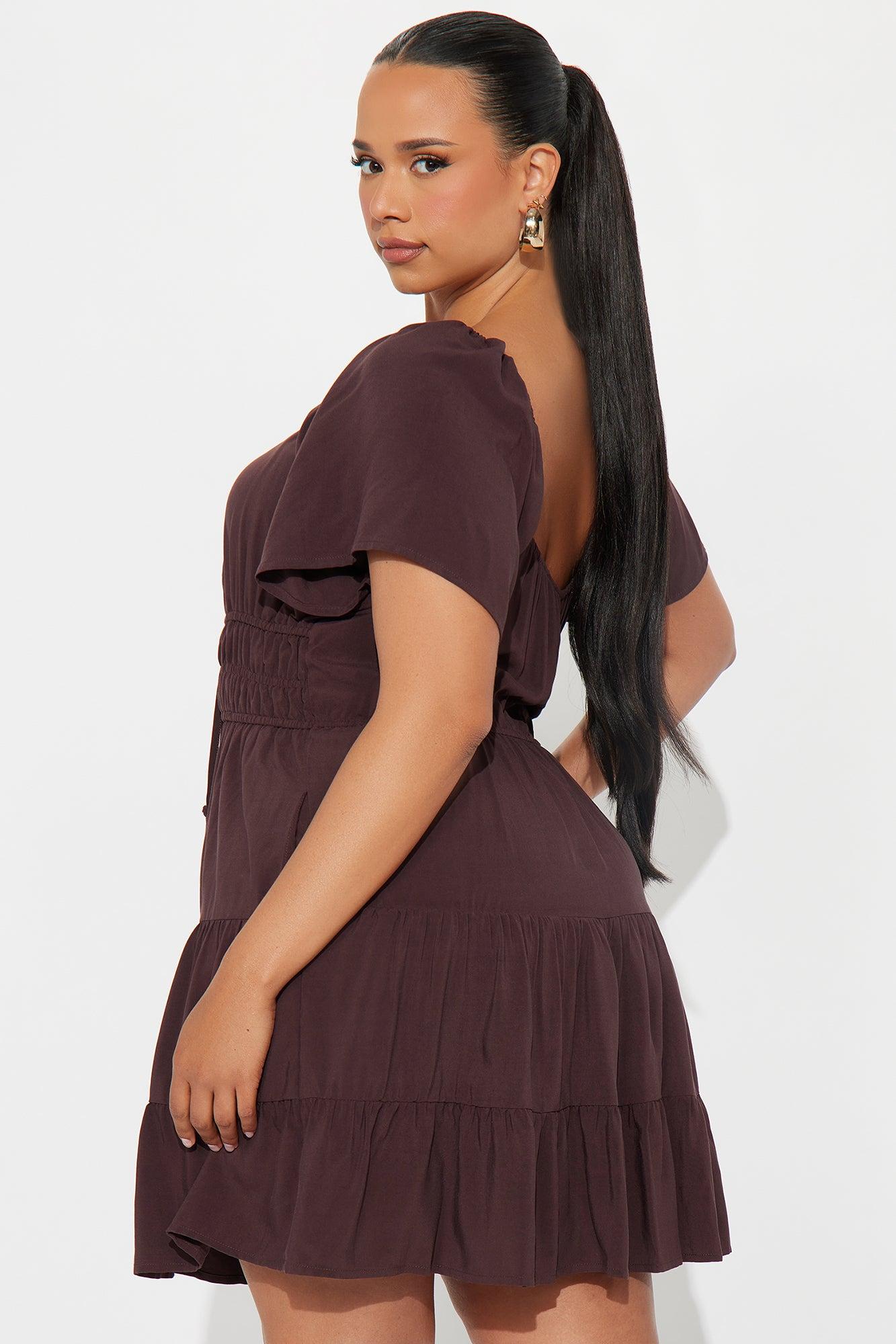 Bloomin Beauty Mini Dress - Chocolate Female Product Image