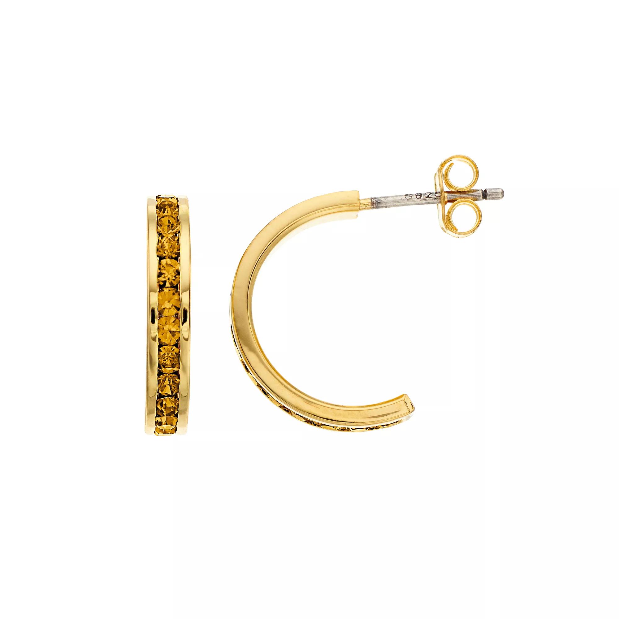 Traditions Jewelry Company 18k Gold Over Silver Crystal Birthstone Earrings, Women's, Gold Over Sterling Nov Product Image