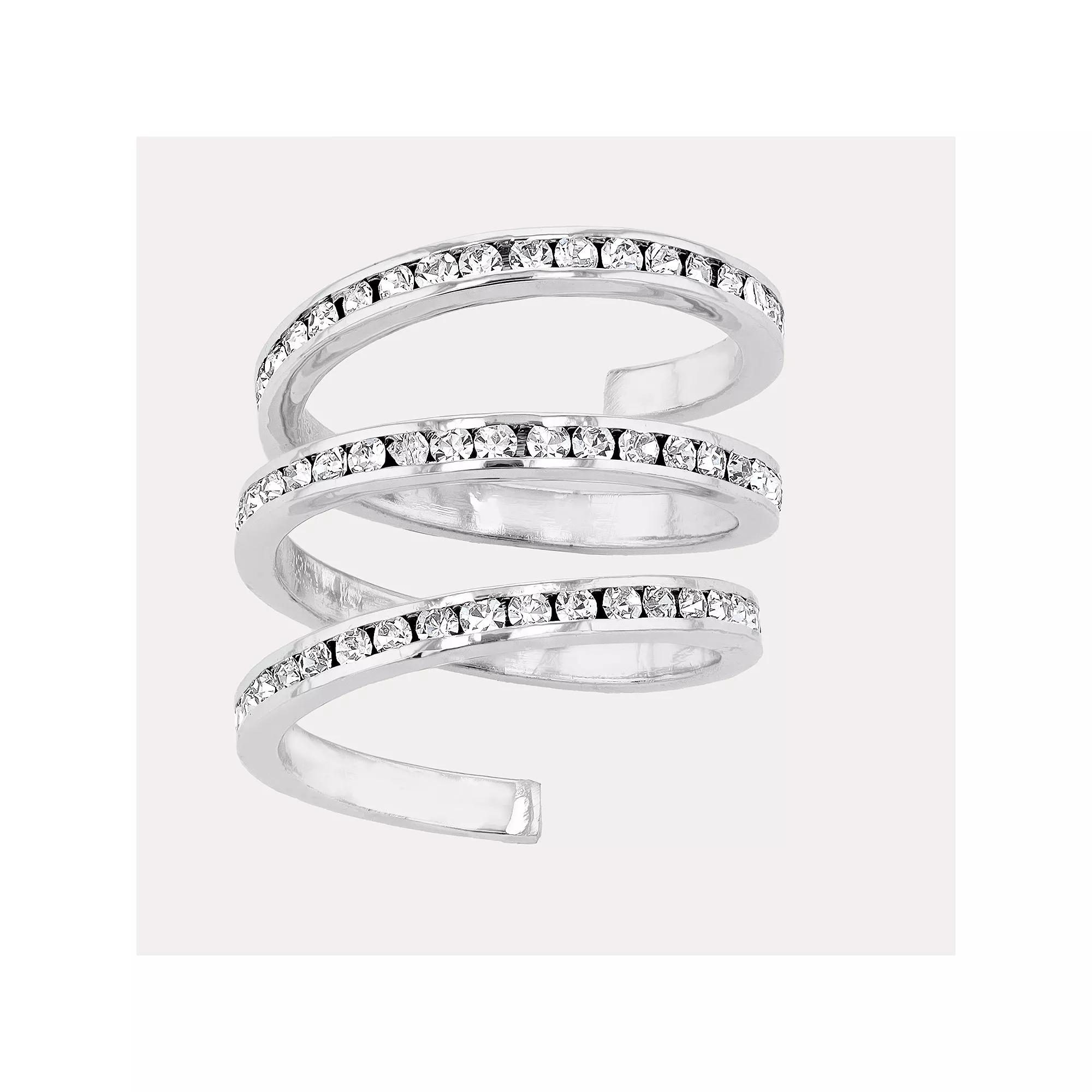 Traditions Jewelry Company Fine Silver Plated Crystal Accent Three Row Spiral Ring, Women's, Size: 7, Sterling Silver Product Image