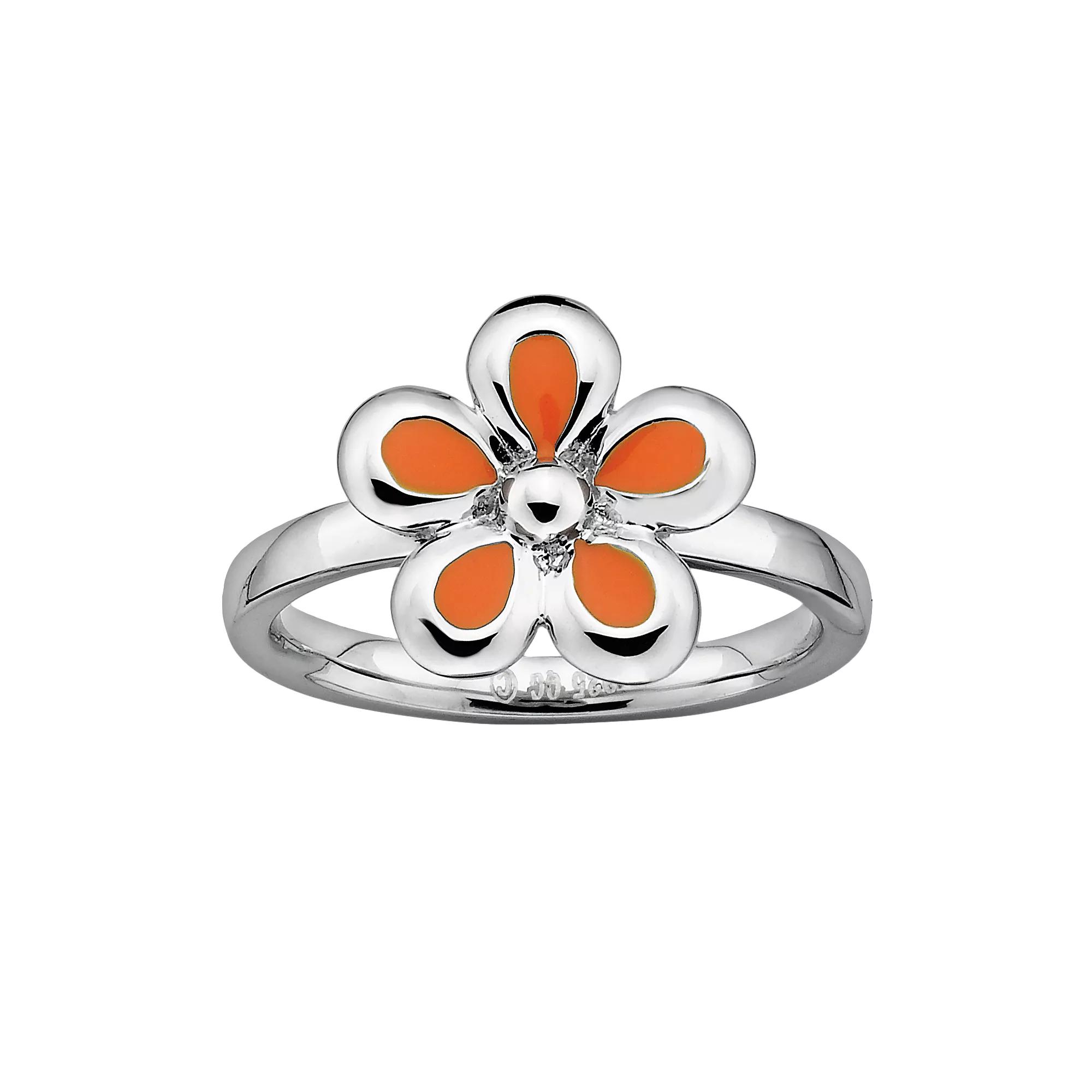 Stacks & Stones Sterling Silver Orange Flower Stack Ring, Women's, Size: 5 Product Image
