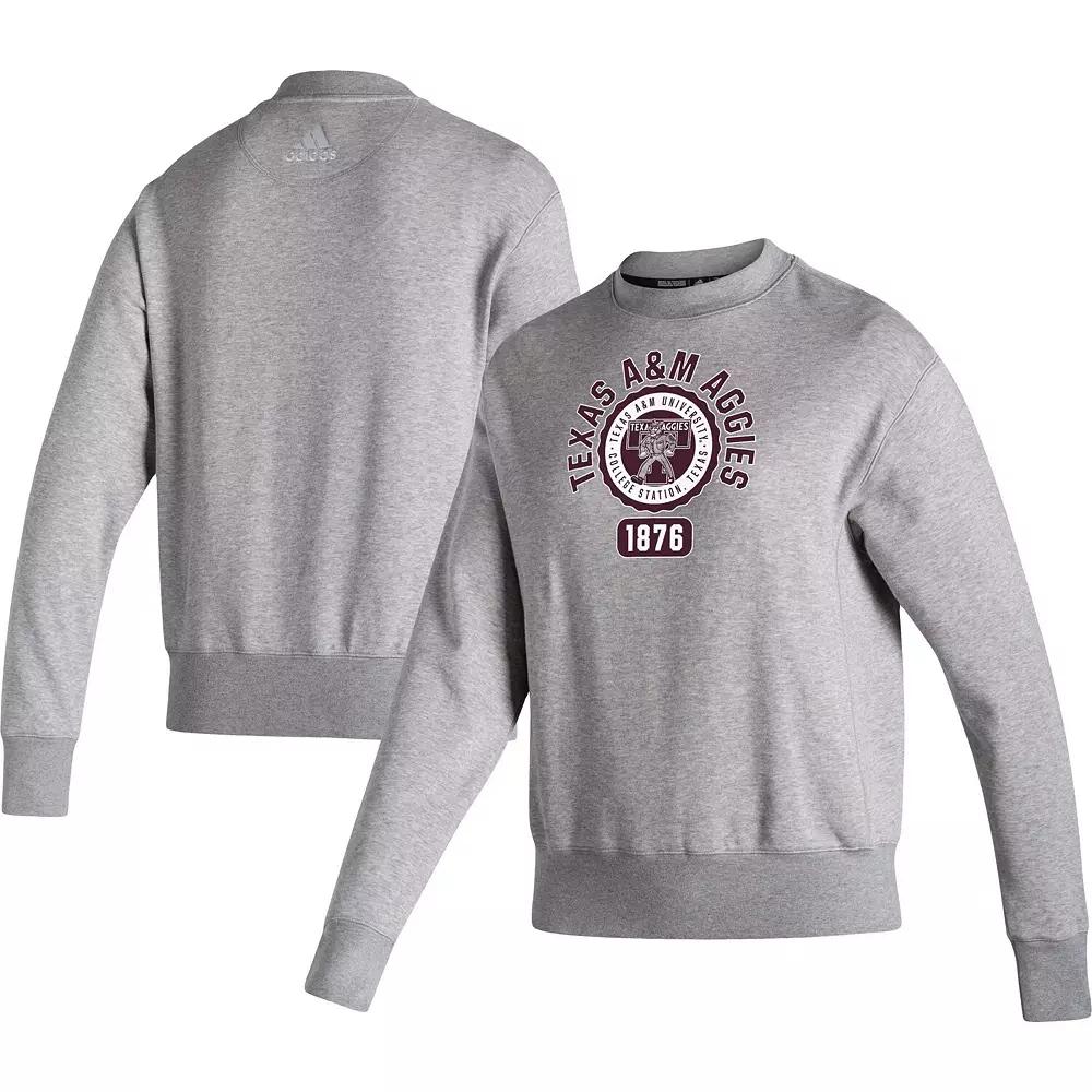 Women's adidas Heathered Gray Texas A&M Aggies Vintage Circle Pullover Sweatshirt,  Product Image