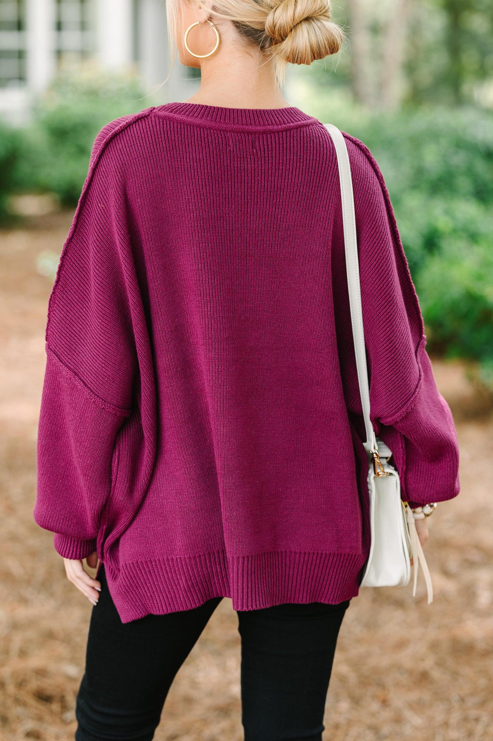 Give You Joy Burgundy Red Dolman Sweater Female Product Image