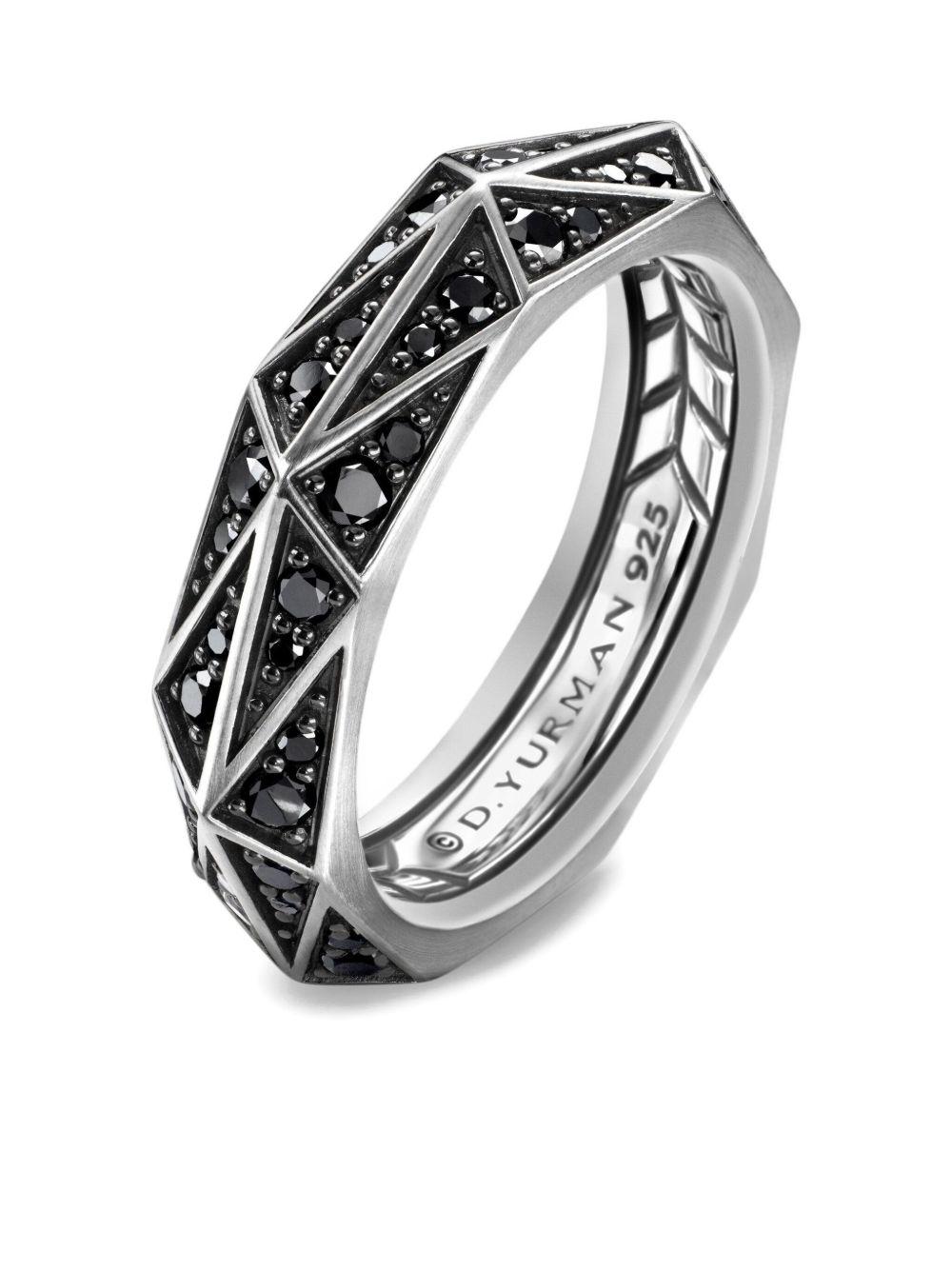 sterling silver Torqued Faceted band ring (6mm) Product Image