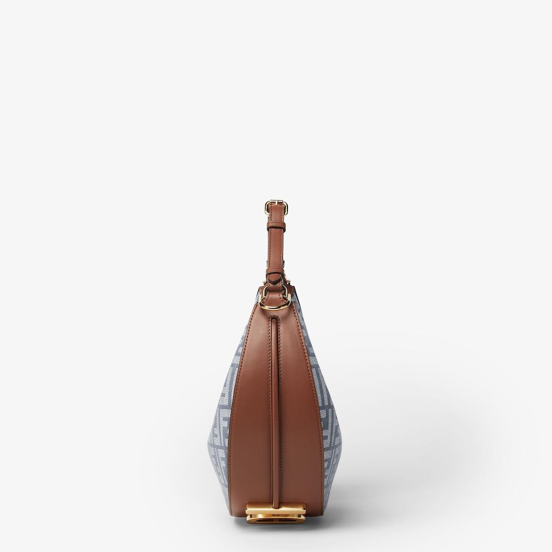 Fendigraphy SmallBlue denim-effect FF jacquard bag Product Image