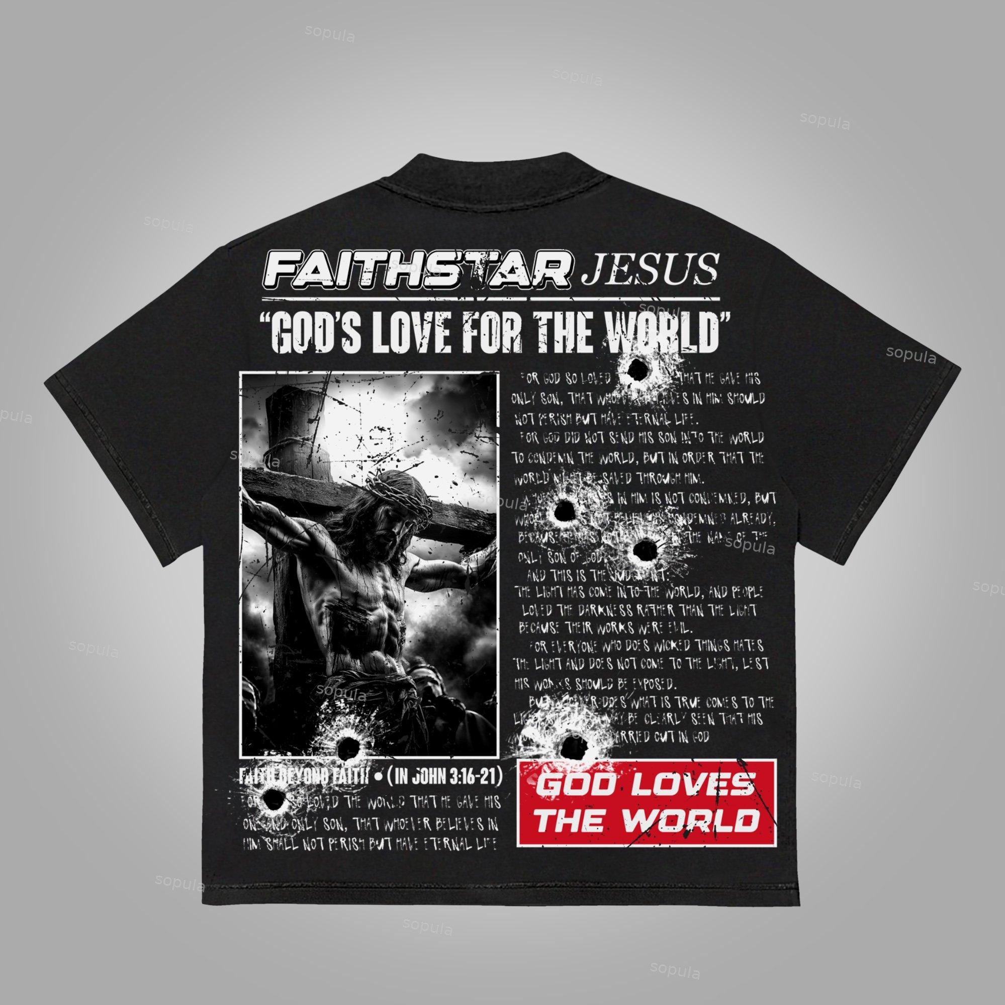 Sopula Bible Jesus God Loves The World Cotton Graphic T-Shirt Product Image
