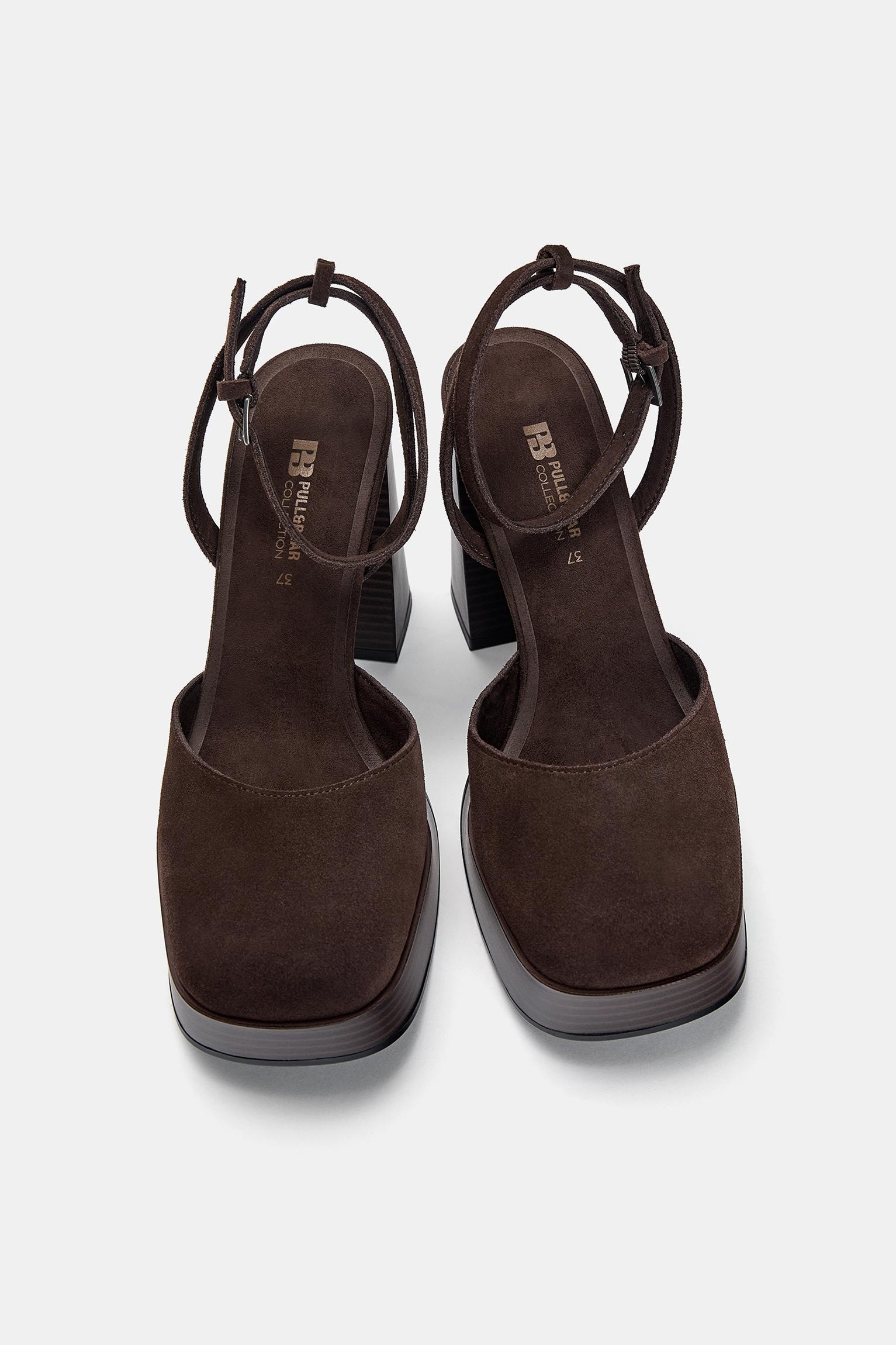 Leather platform high-heel shoes Product Image