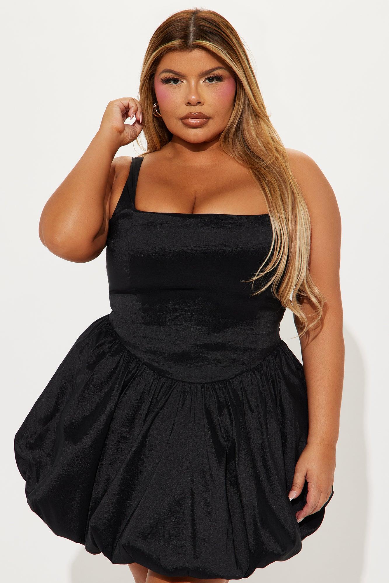 Elegant Delight Bubble Mini Dress - Black Product Image