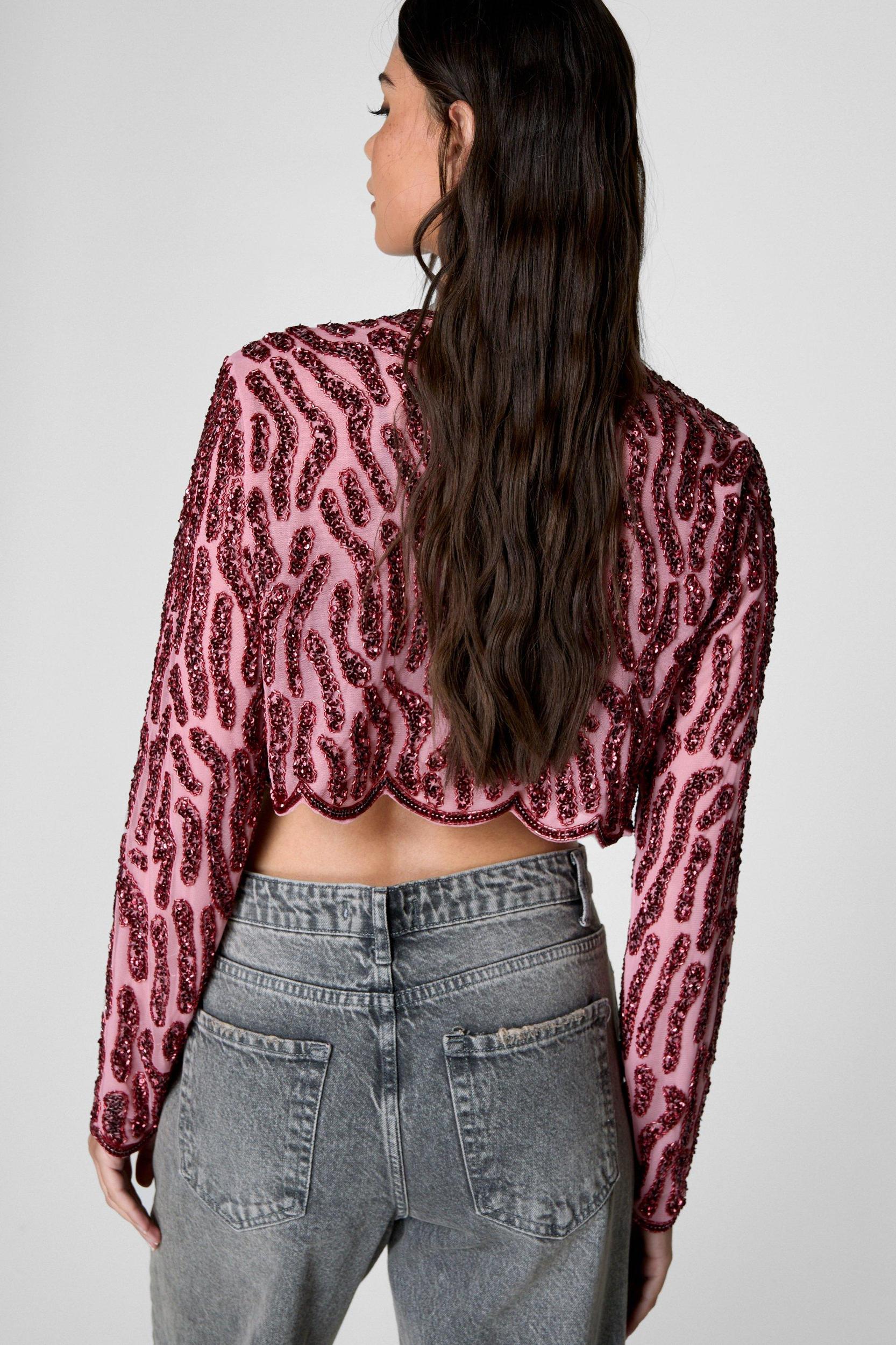 Zebra Hand Embellished Two Tone Scallop Jacket Product Image