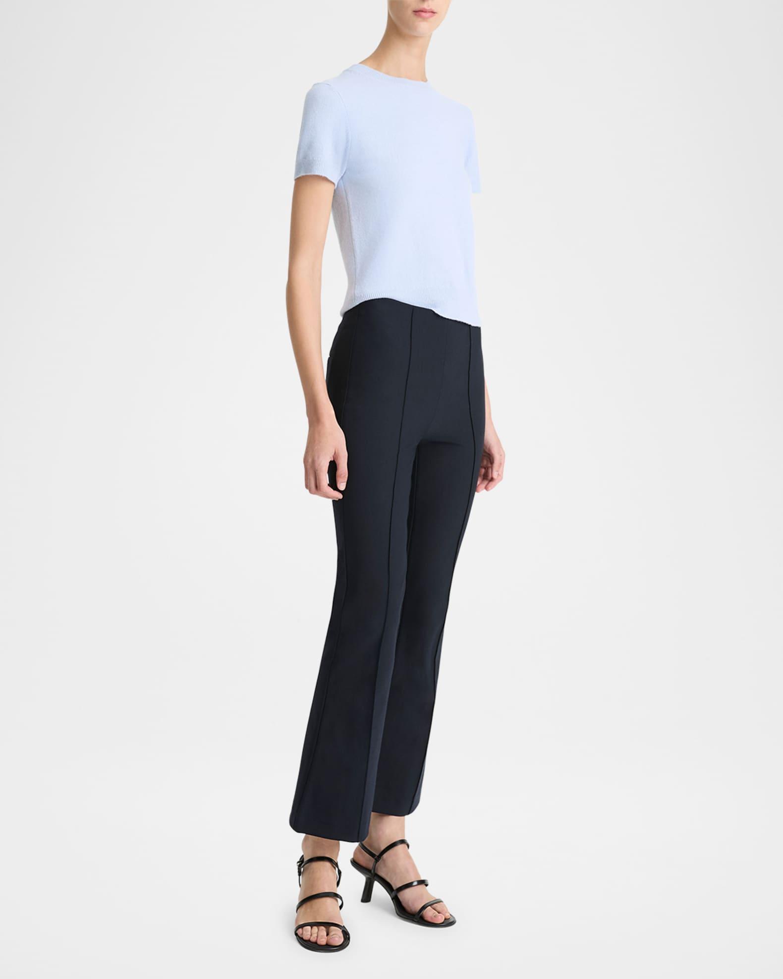 Cropped Flare-Leg Pintuck Pants Product Image