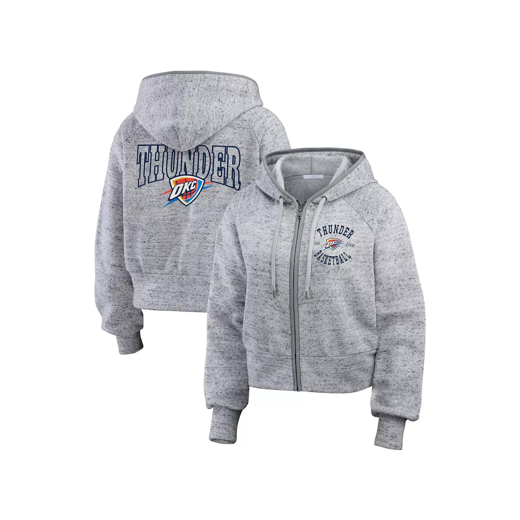 Women's WEAR by Erin Andrews Heather Gray Oklahoma City Thunder Speckled Radiator Full-Zip Hoodie, Size: Medium, Grey Product Image
