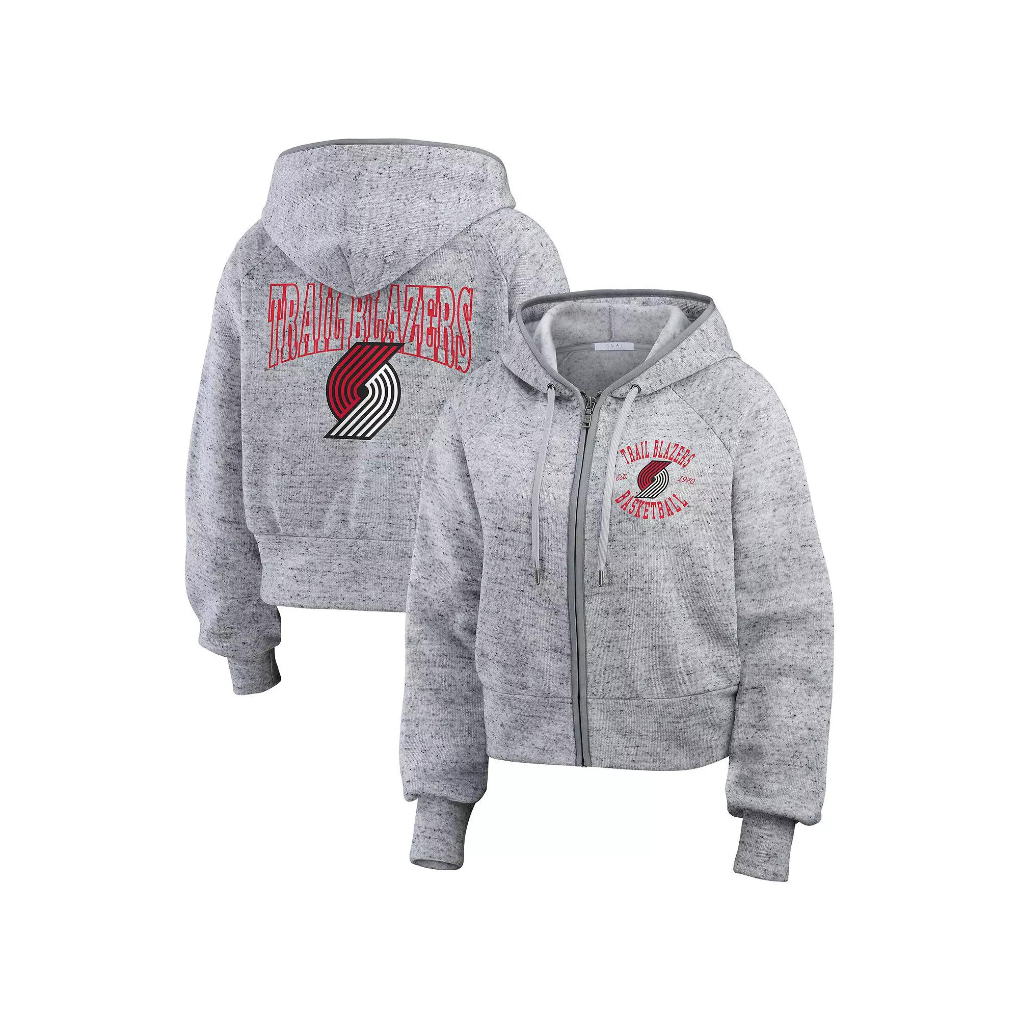 Women's WEAR by Erin Andrews Heather Gray Portland Trail Blazers Speckled Radiator Full-Zip Hoodie,  Product Image
