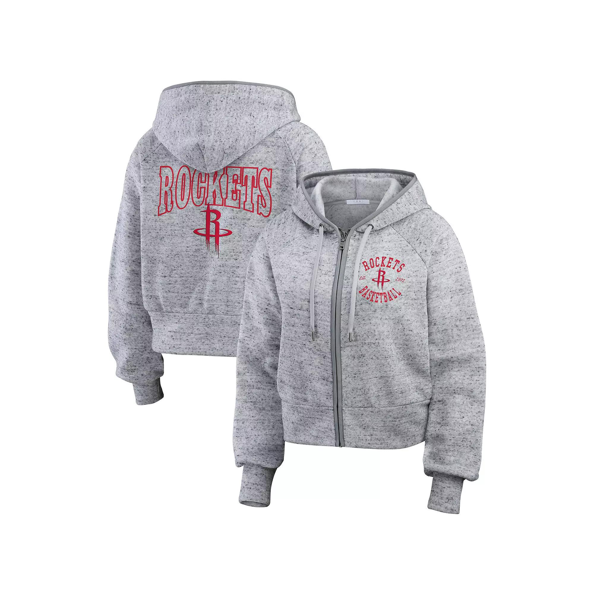 Women's WEAR by Erin Andrews Heather Gray Houston Rockets Speckled Radiator Full-Zip Hoodie,  Product Image
