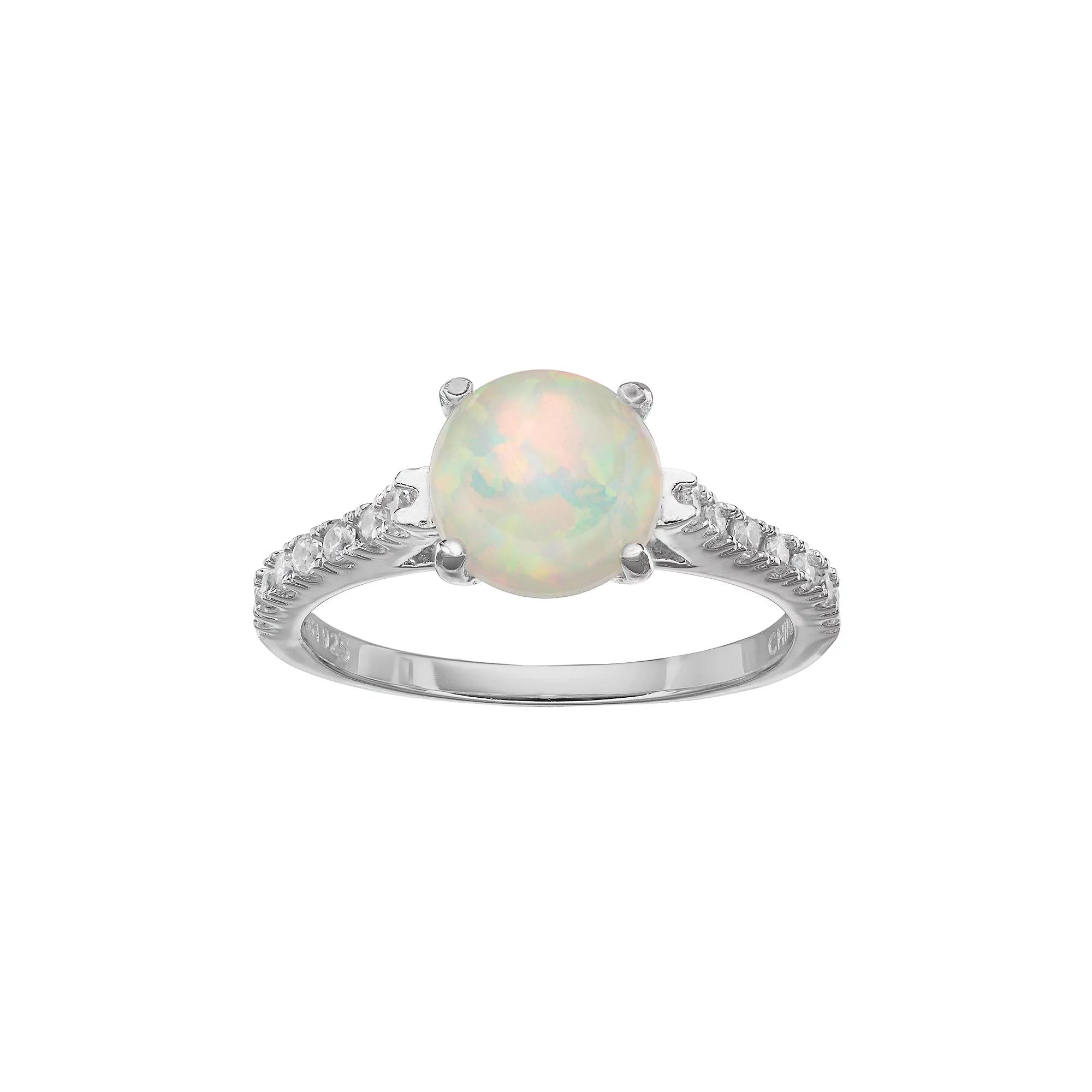 Sophie Miller Sterling Silver Lab-Created Opal & Cubic Zirconia Ring, Women's,  Product Image