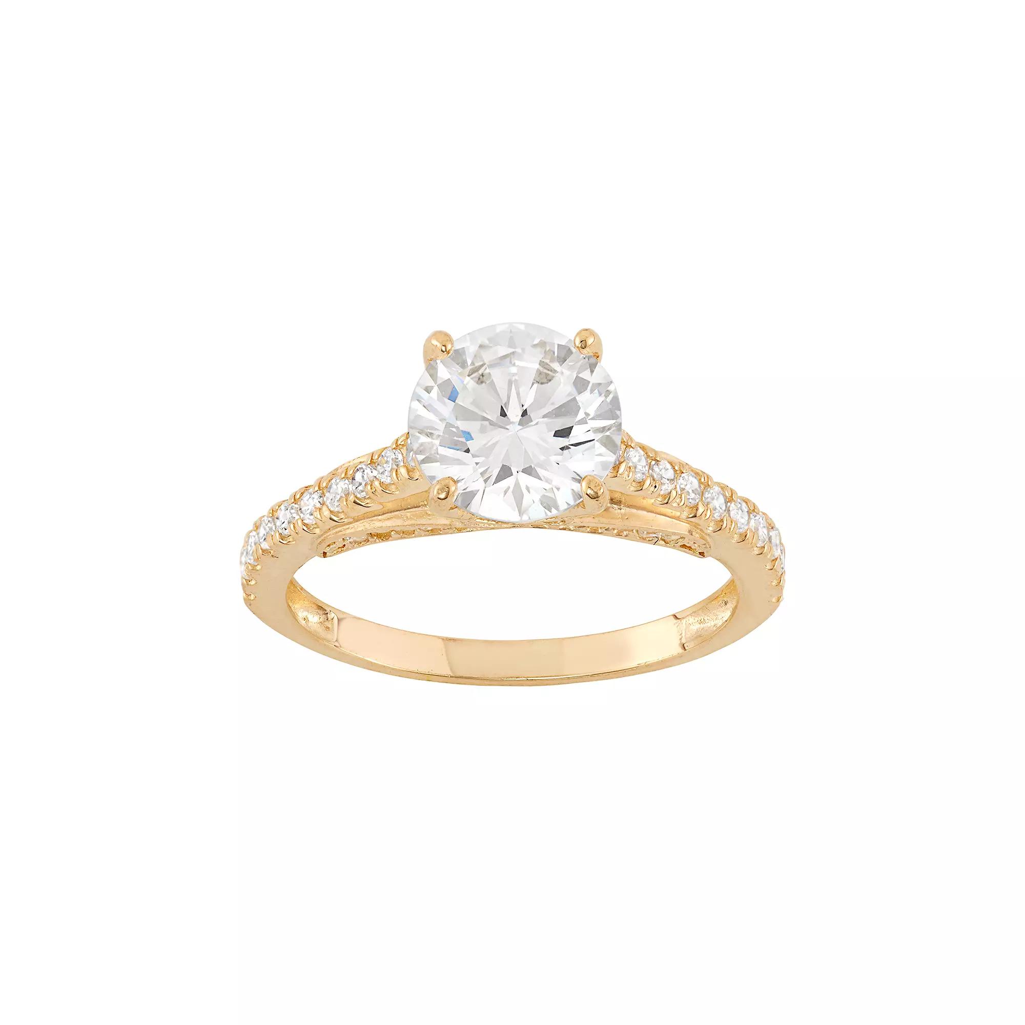 Cubic Zirconia Engagement Ring in 10k Gold, Womens Yellow Product Image