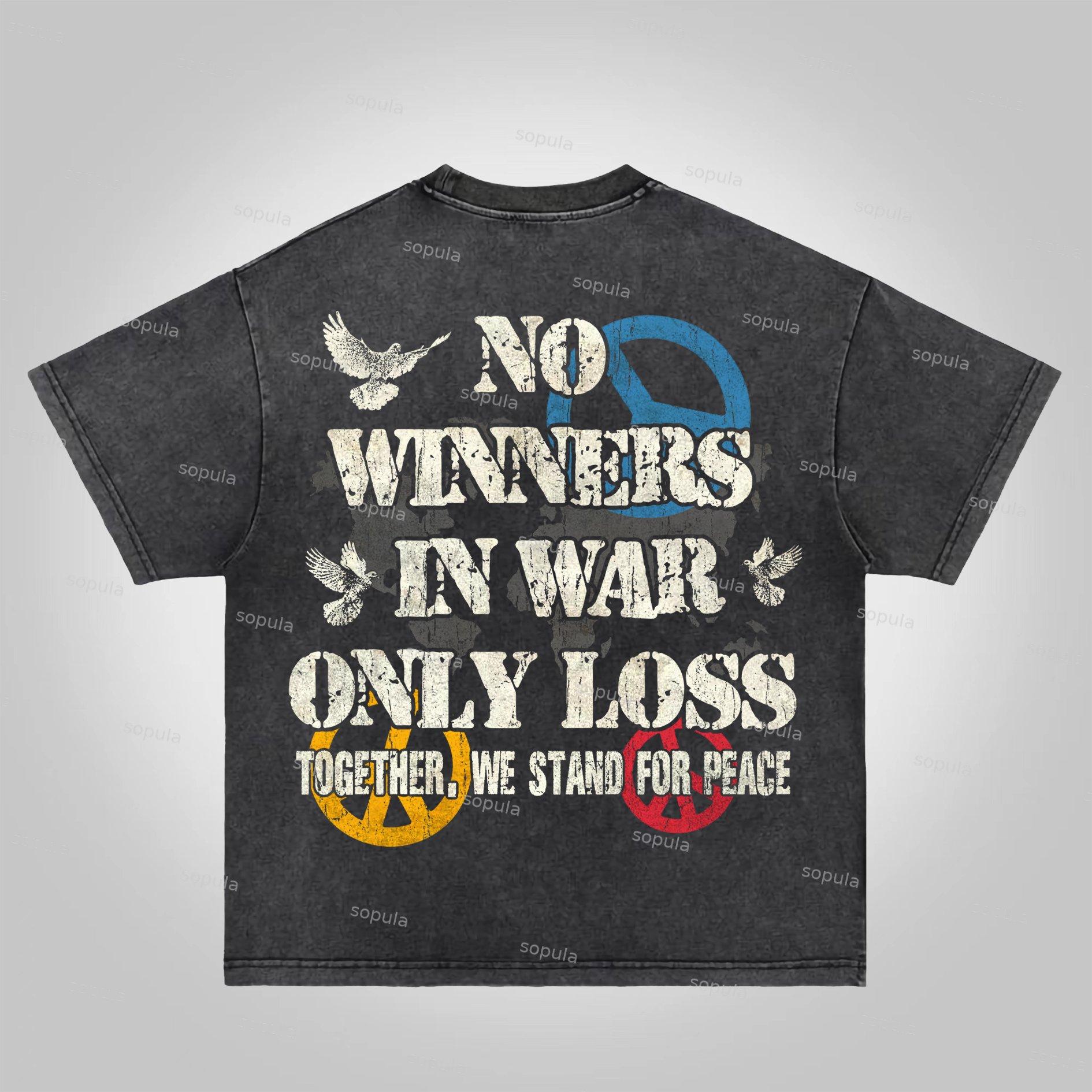Sopula Human Beings Need Peace, Not War. Vintage Graphics Acid Washed T-Shirt Product Image