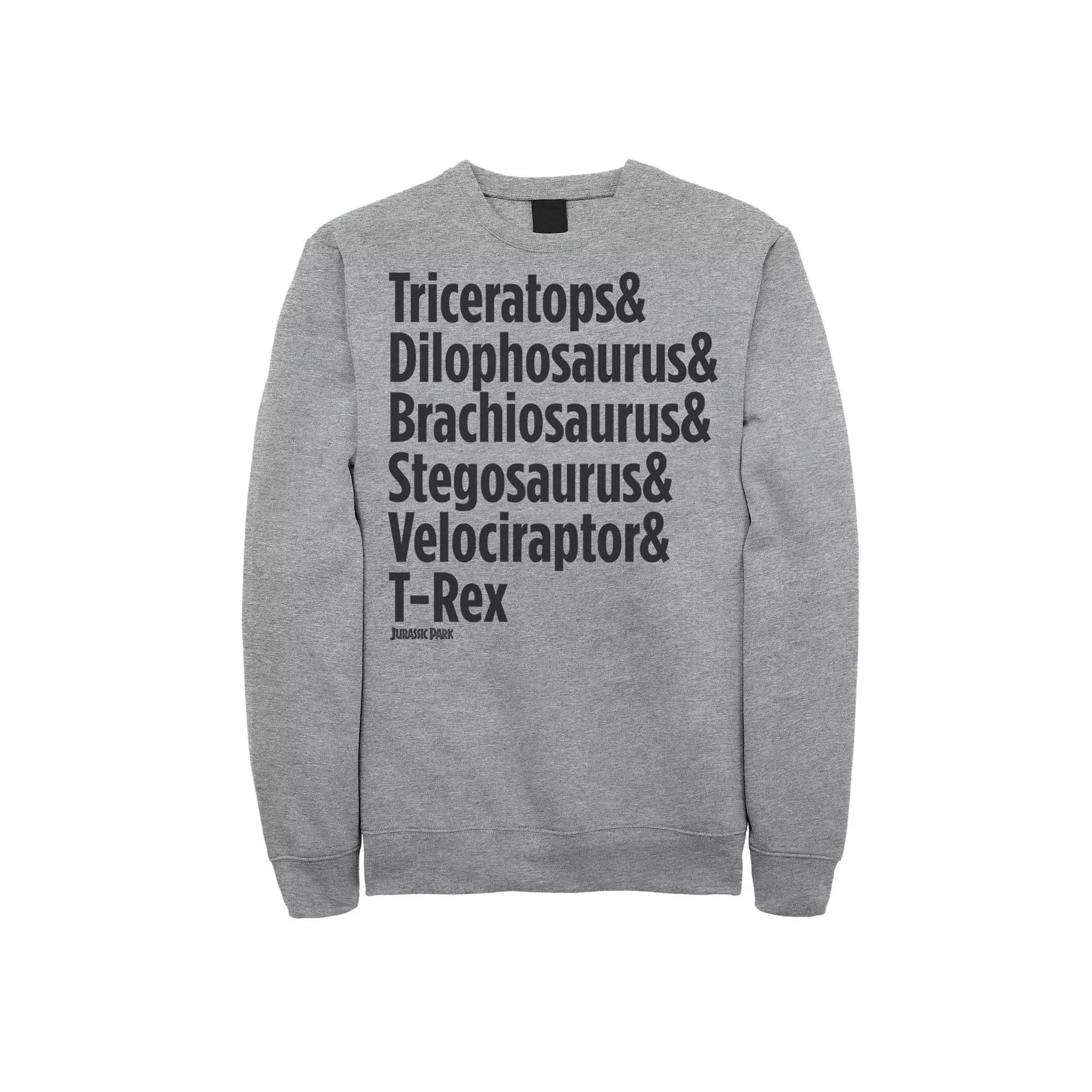 Men's Jurassic Park Dinosaur Name Types Graphic Fleece Pullover,  Product Image