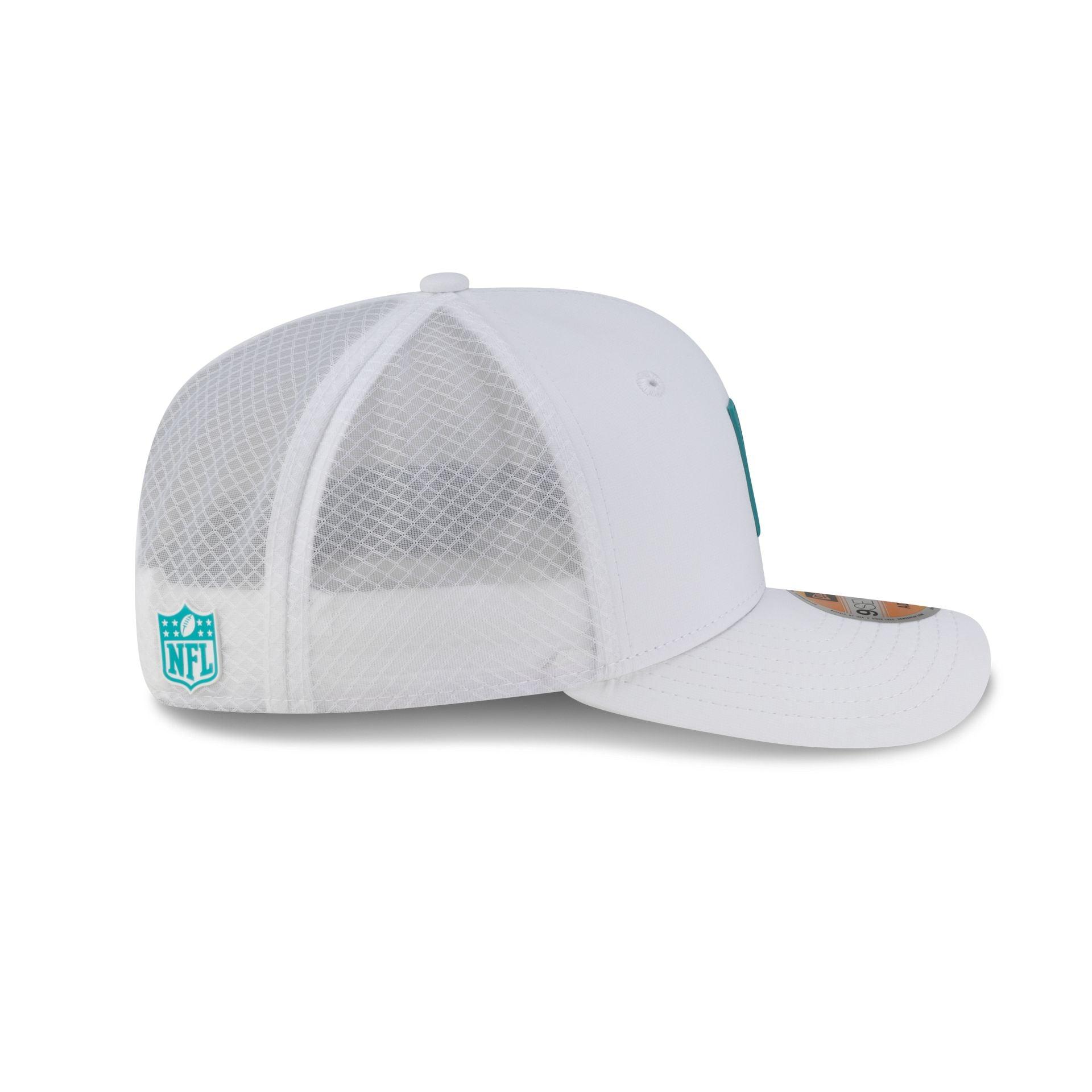 Miami Dolphins 2025 Sideline Hot Weather White 9SEVENTY Trucker Hat Male Product Image