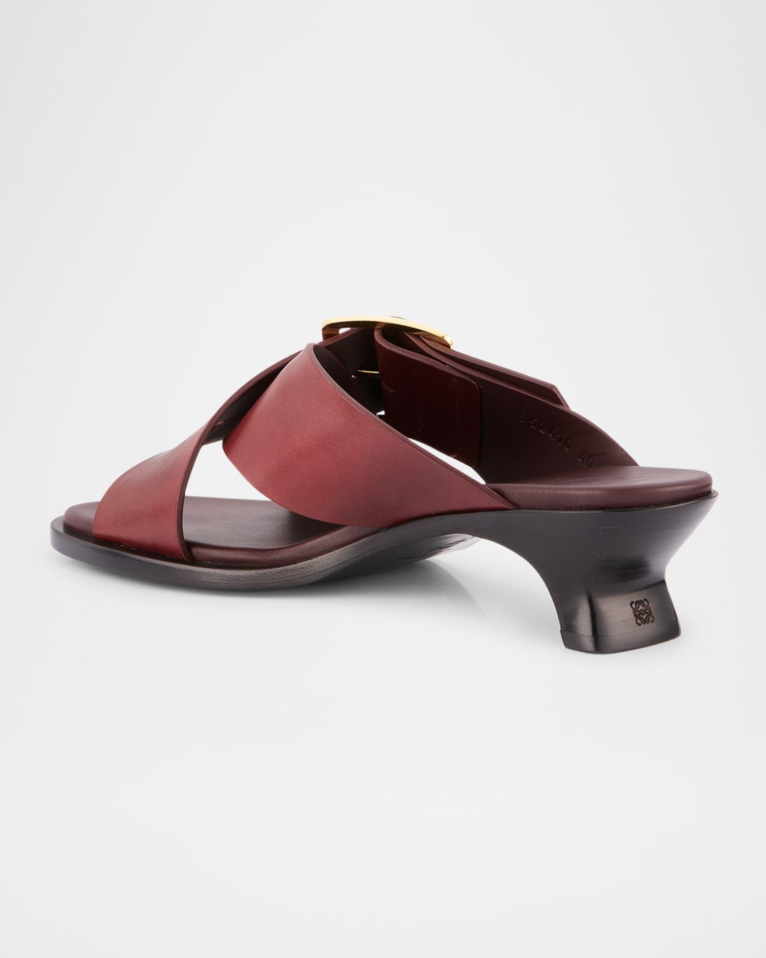 Petal Leather Buckle Slide Sandals Product Image