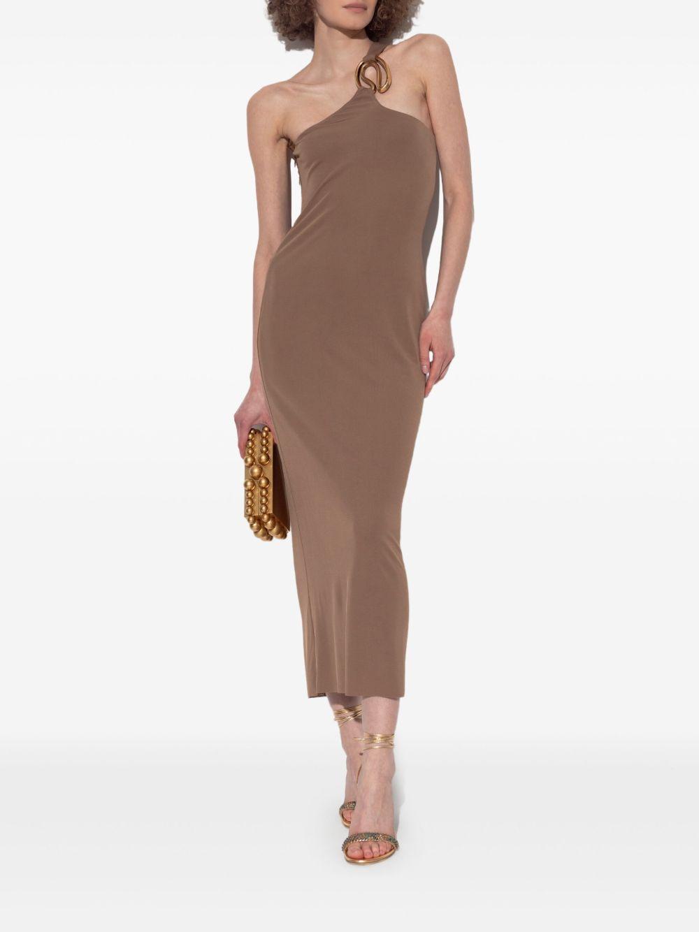 Chani asymmetric neckline midi dress Product Image