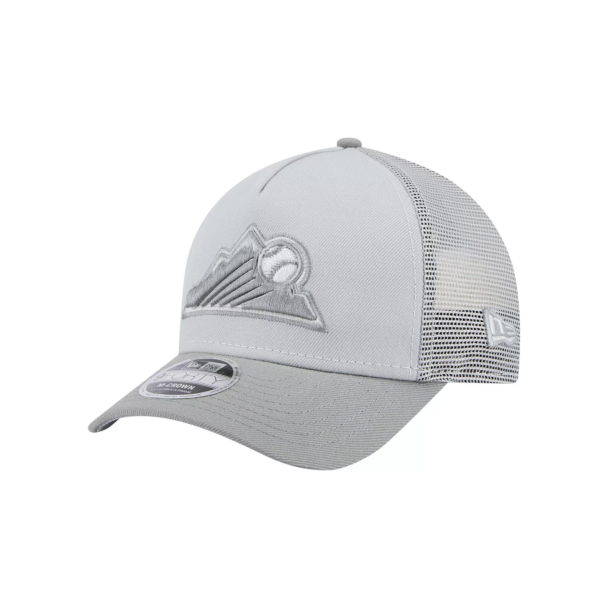 Men's New Era Gray Colorado Rockies Color Pack A-Frame 9FORTY Trucker Adjustable Hat, Grey Product Image