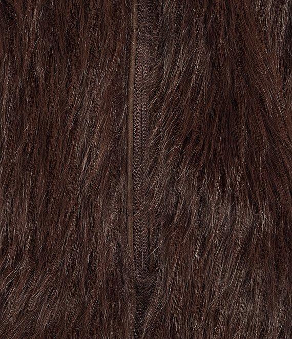 Stoosh Faux Fur Zip Front Long Hair Jacket Product Image