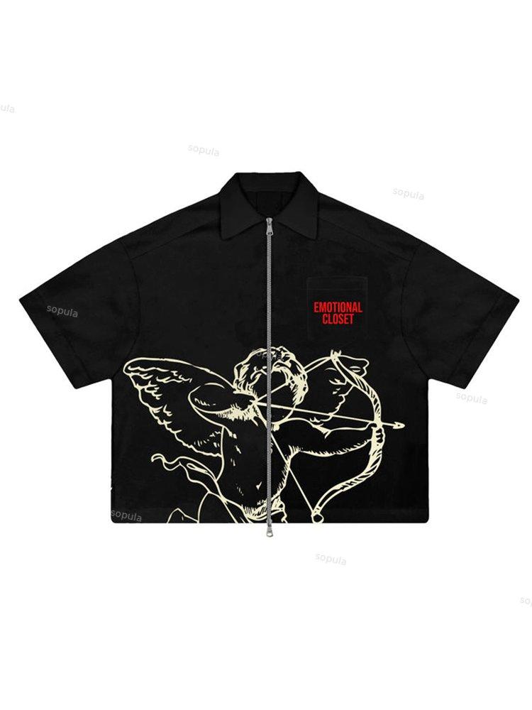 Angels Zipper Short Sleeve Shirts Product Image