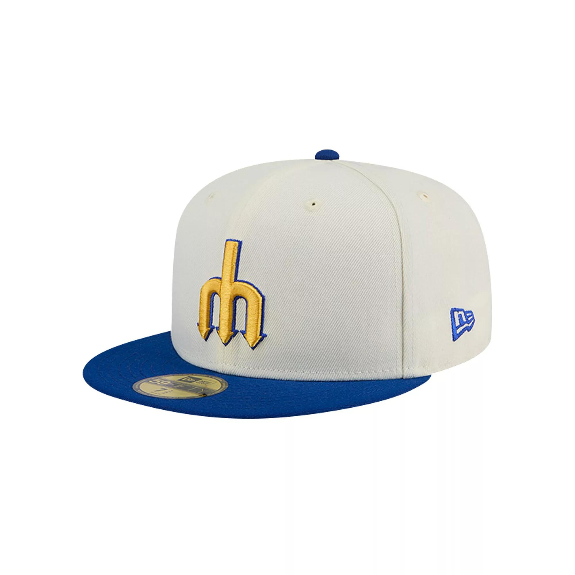 Men's New Era Cream Seattle Mariners Cooperstown Collection Chrome 59FIFTY Fitted Hat, Size: 7 1/8, Beige Product Image